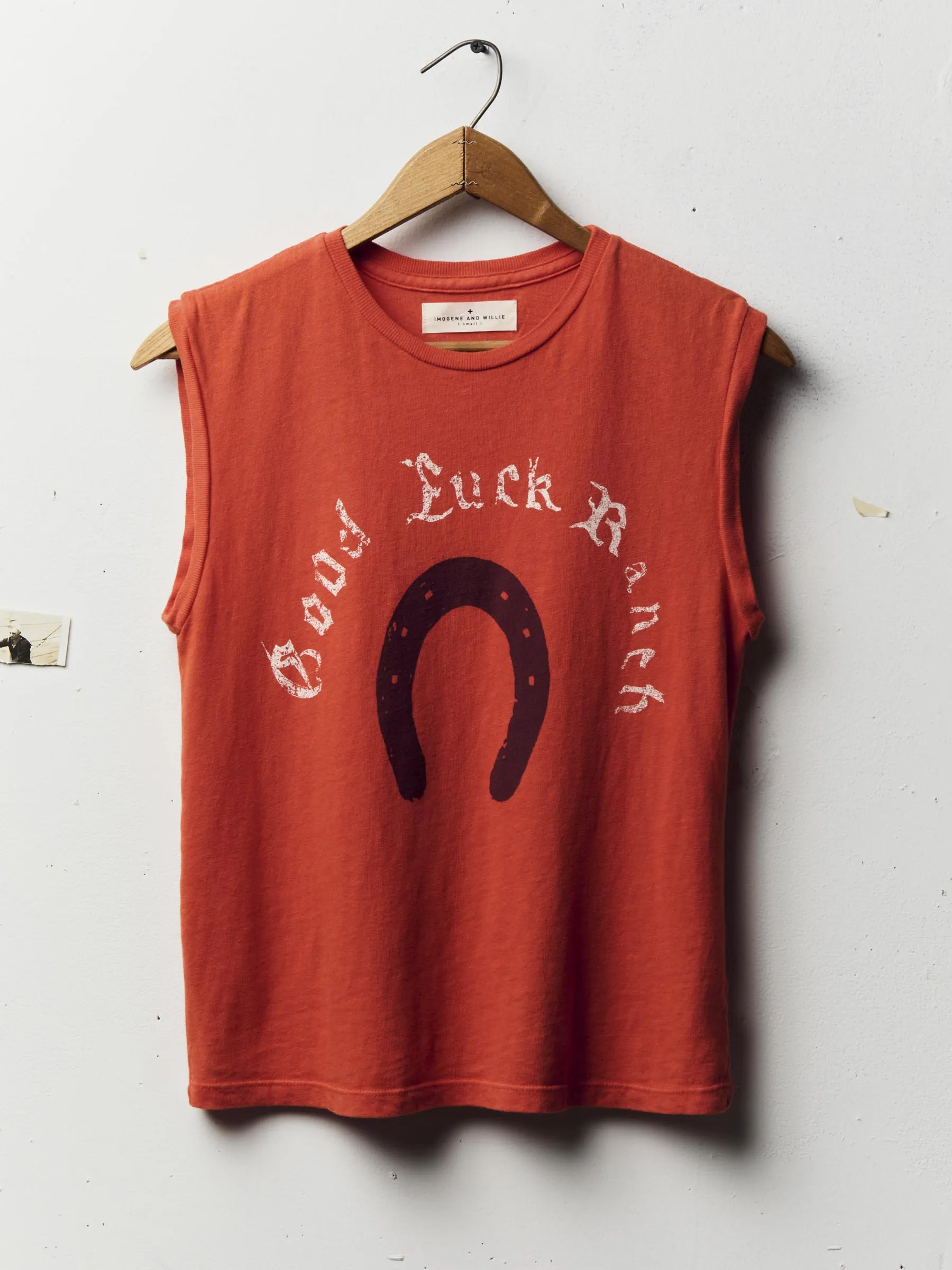 the "good luck ranch" muscle tee sold by Imogene + Willie product image thumbnail 2
