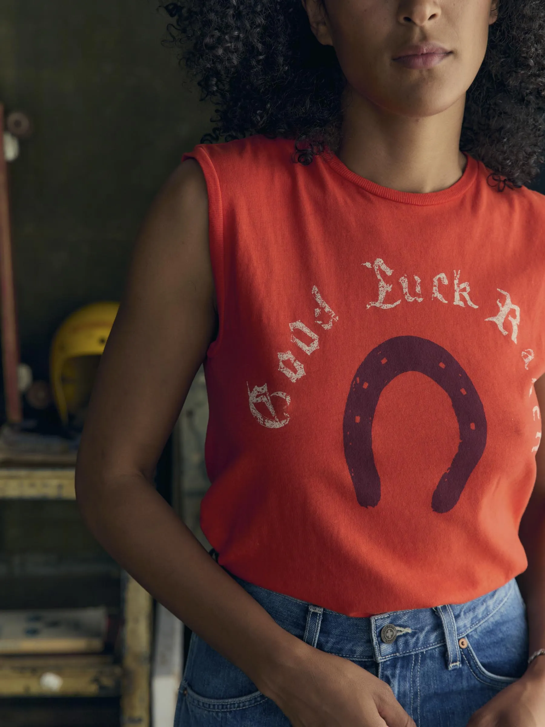 the "good luck ranch" muscle tee sold by Imogene + Willie product image thumbnail 3