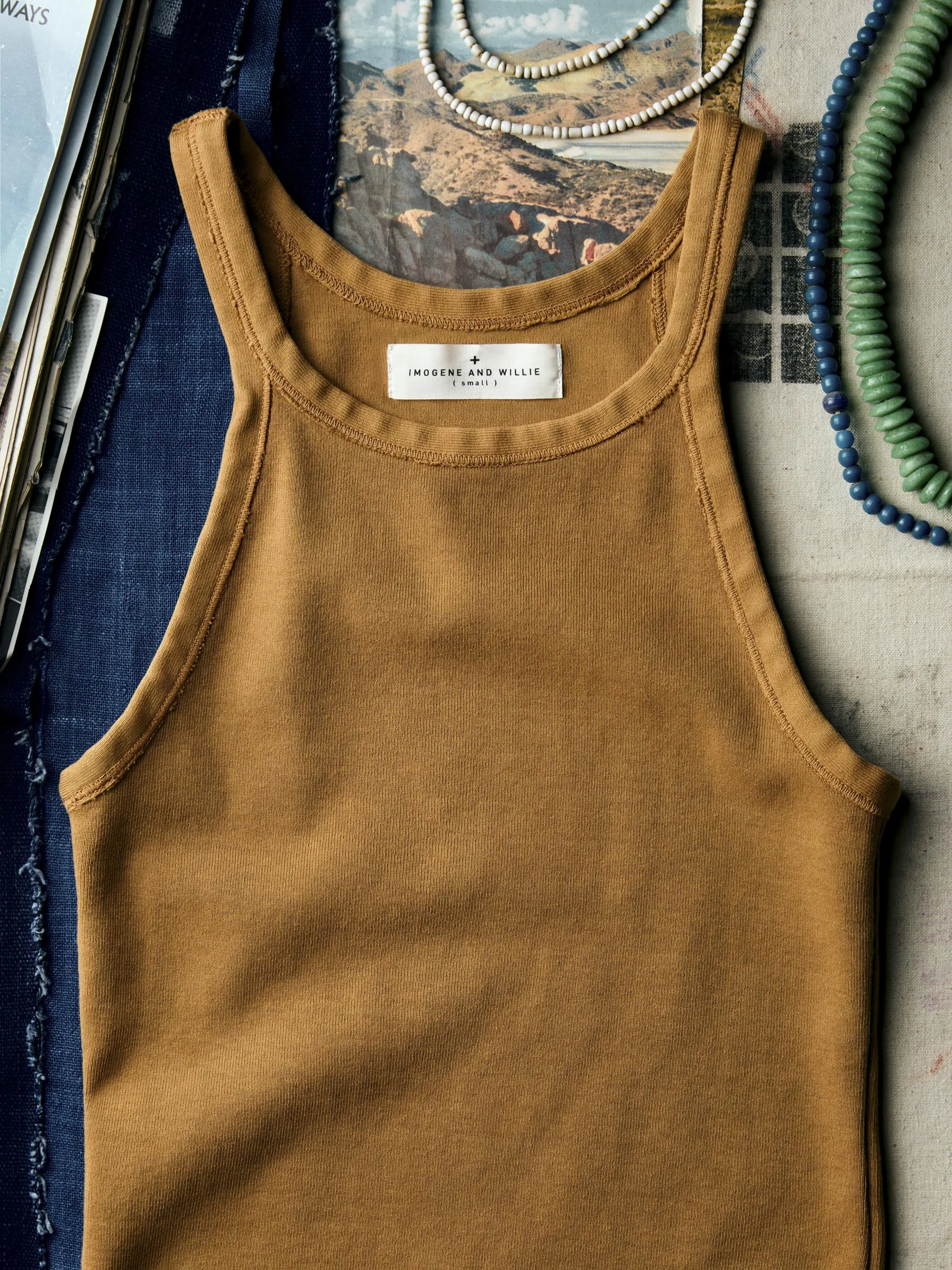 field brown ribbed racerback tank sold by Imogene + Willie product image thumbnail 2