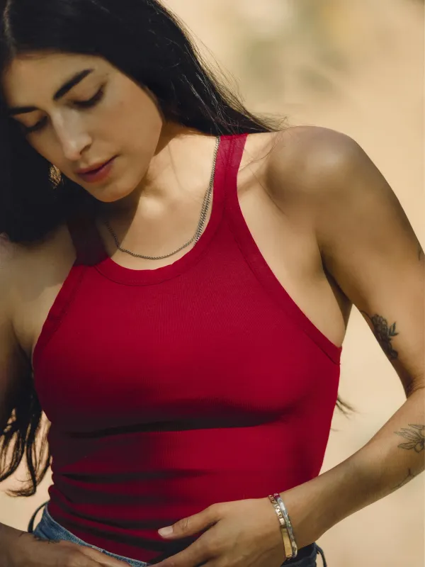 cardinal ribbed racerback tank sold by Imogene + Willie