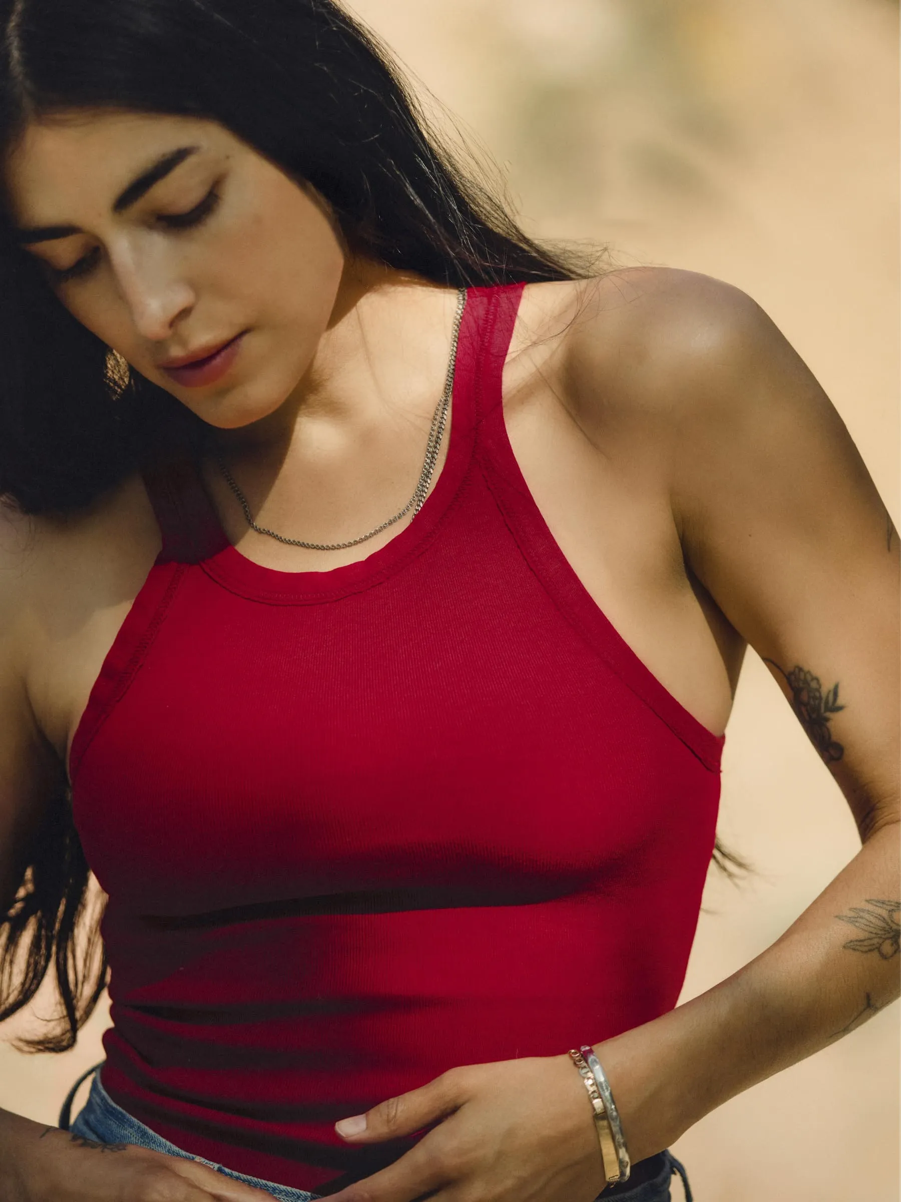 cardinal ribbed racerback tank sold by Imogene + Willie