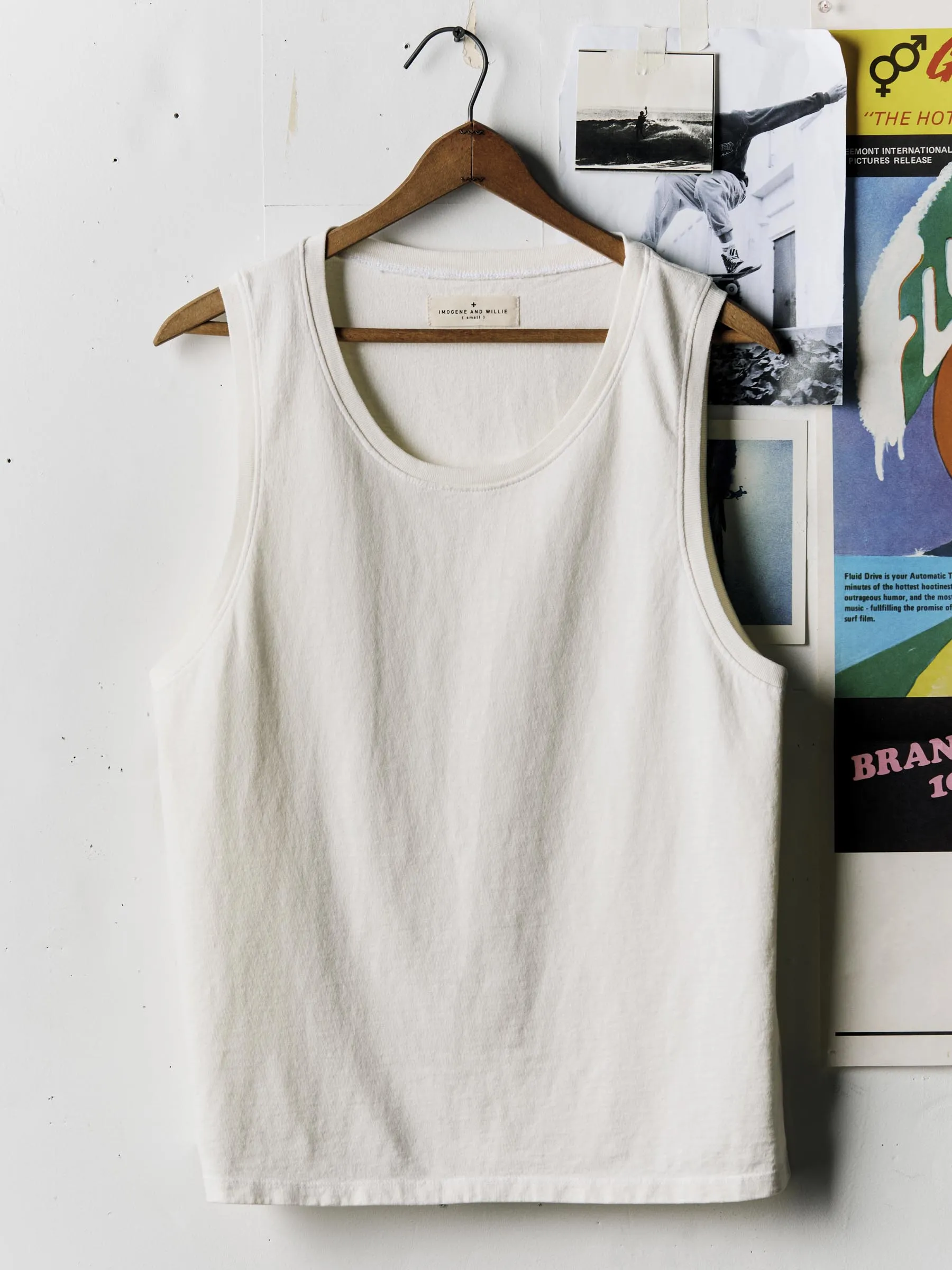 midweight box tank in vintage white sold by Imogene + Willie