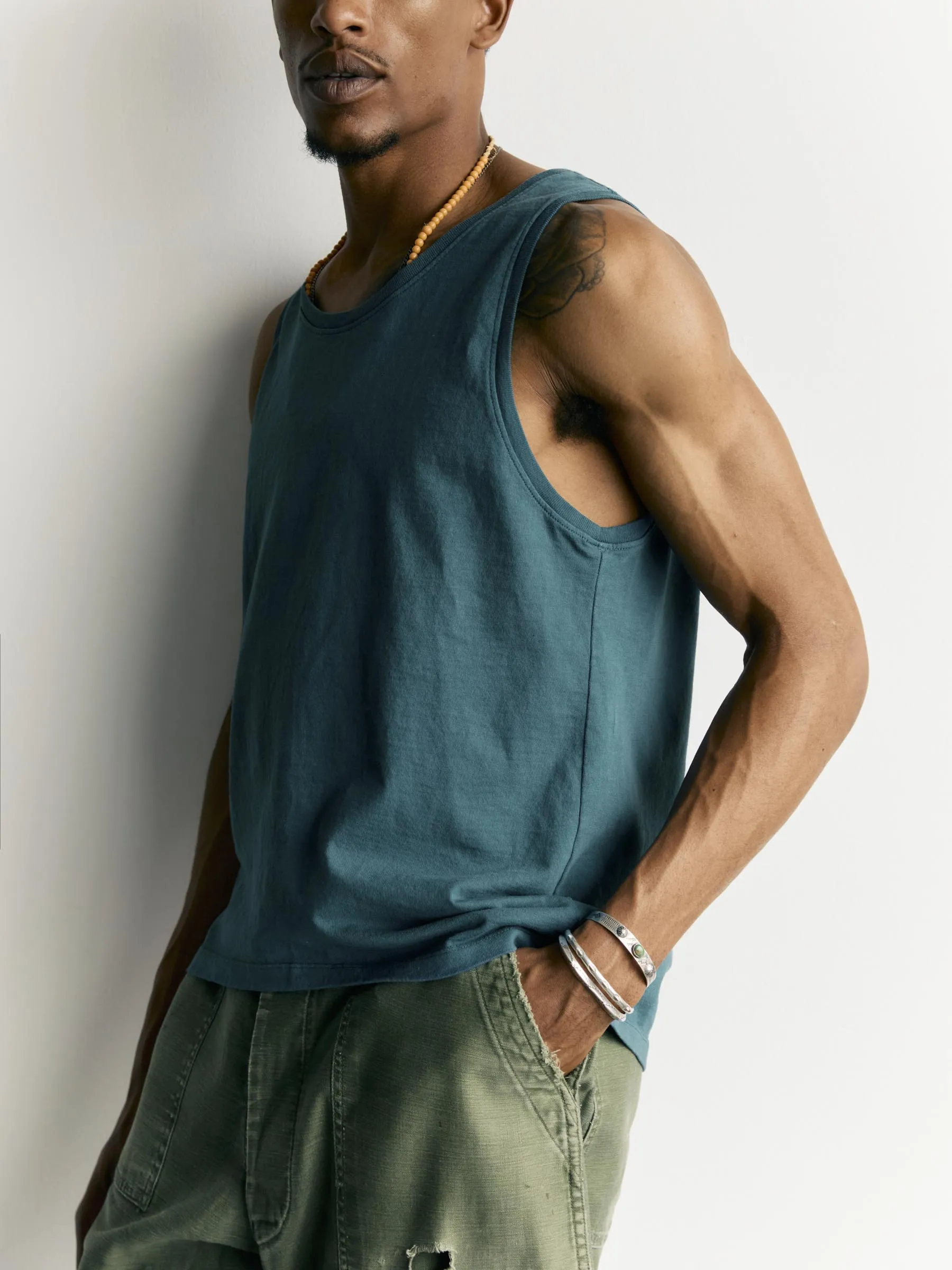 midweight box tank in teal sold by Imogene + Willie product image thumbnail 2