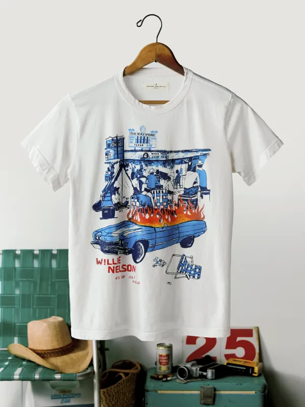 i+w x willie nelson "picnic" tee sold by Imogene + Willie