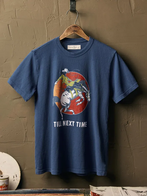 the "next time" tee in faded navy sold by Imogene + Willie
