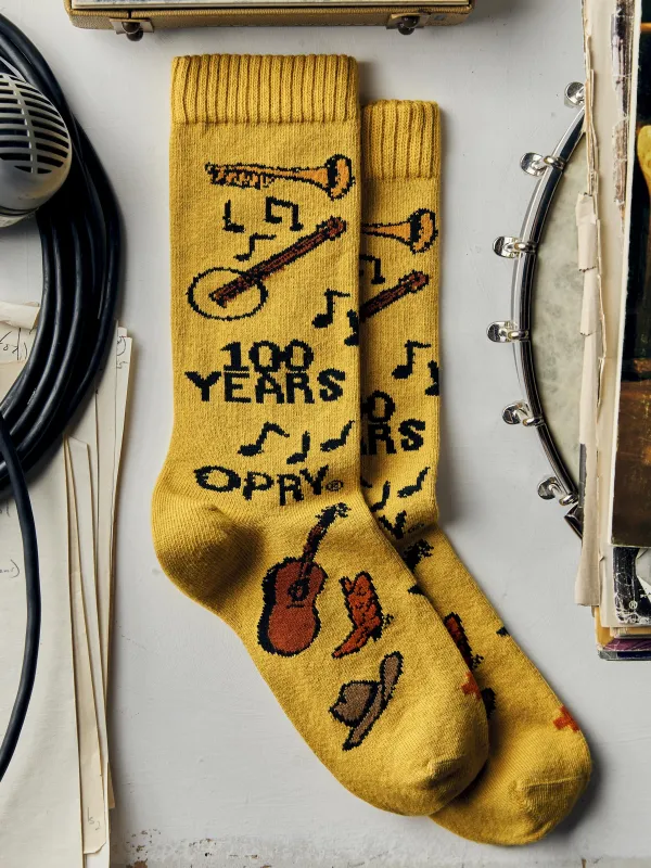 the i+w x opry "100 years" sock sold by Imogene + Willie