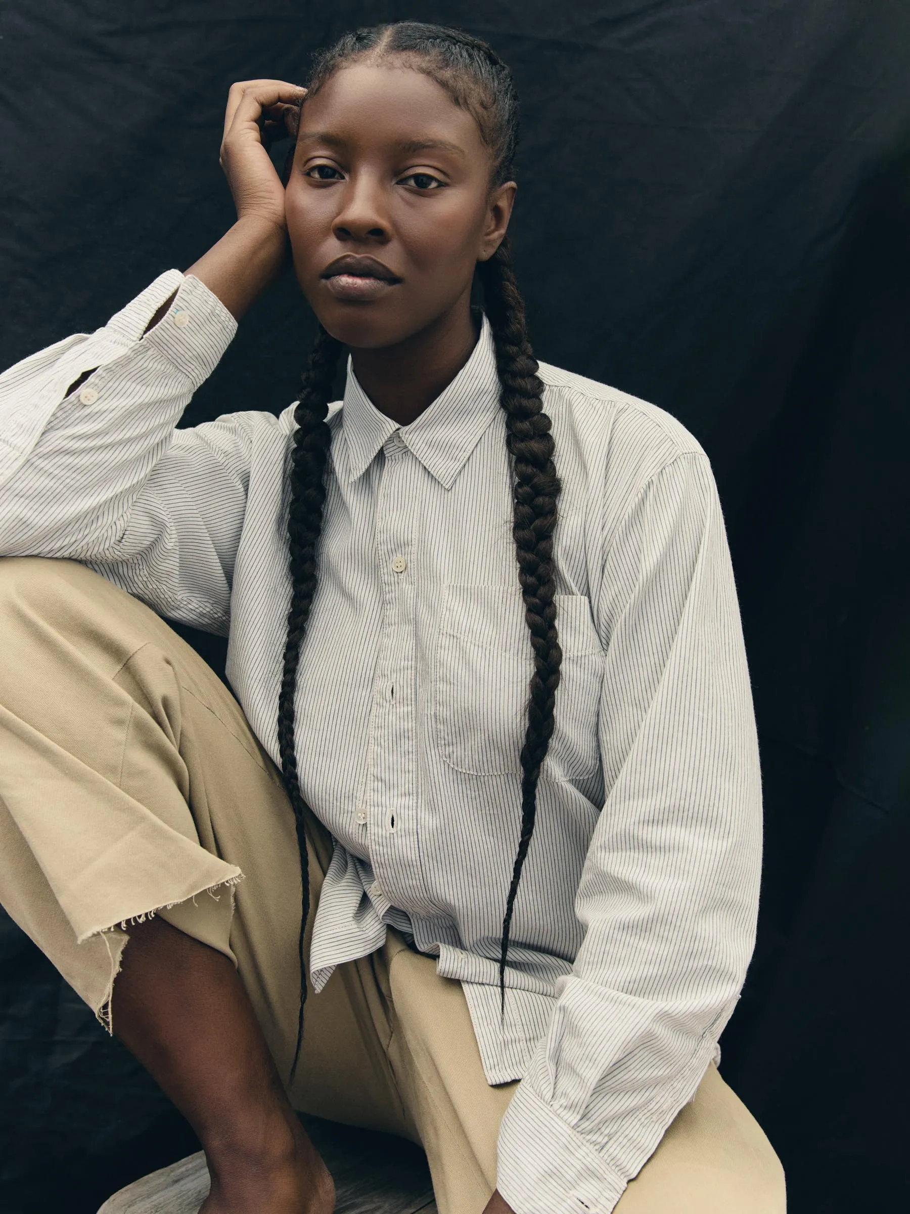 clyde striped cotton button up sold by Imogene + Willie