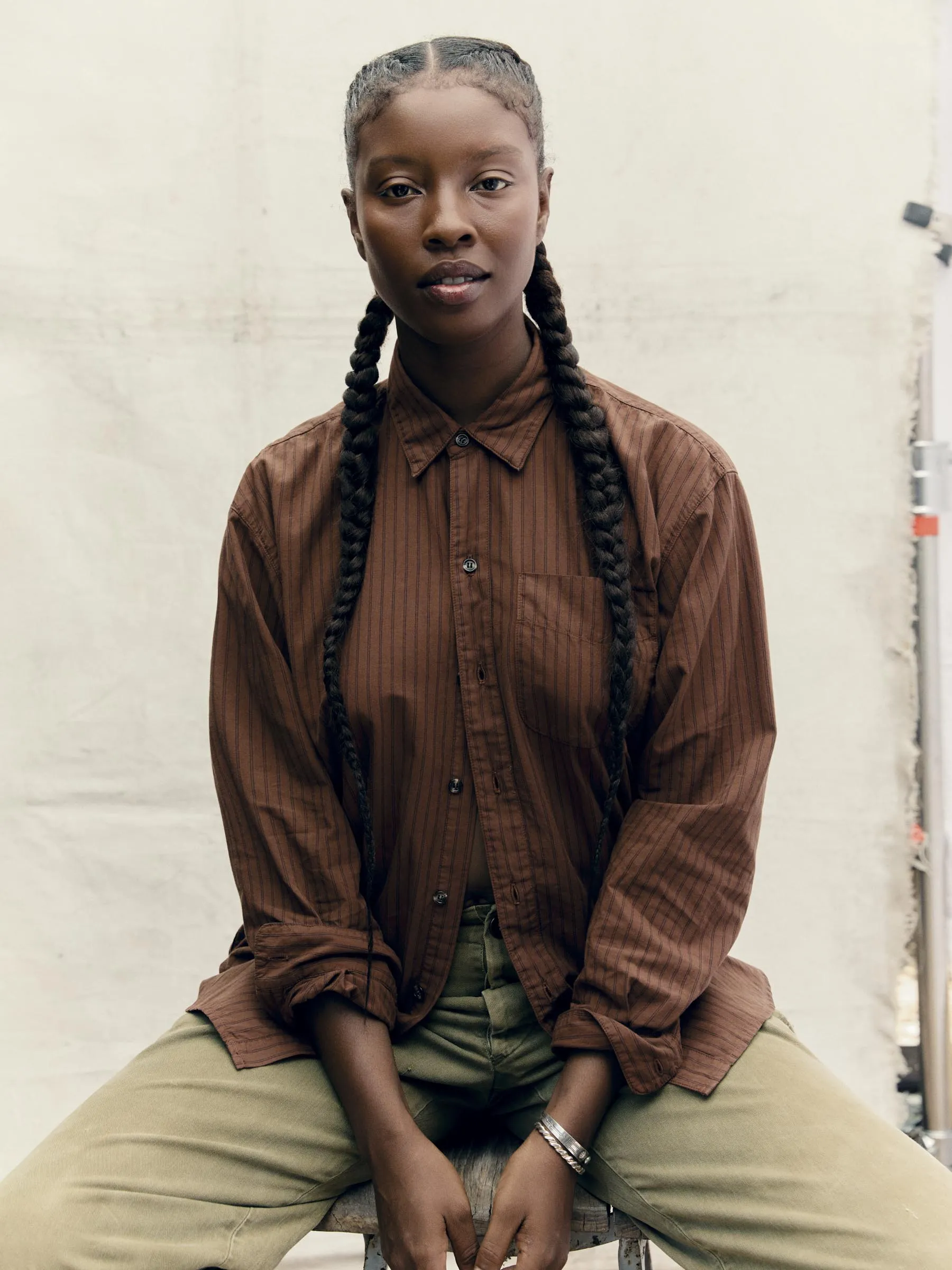 clyde brown striped cotton button up sold by Imogene + Willie product image thumbnail 3