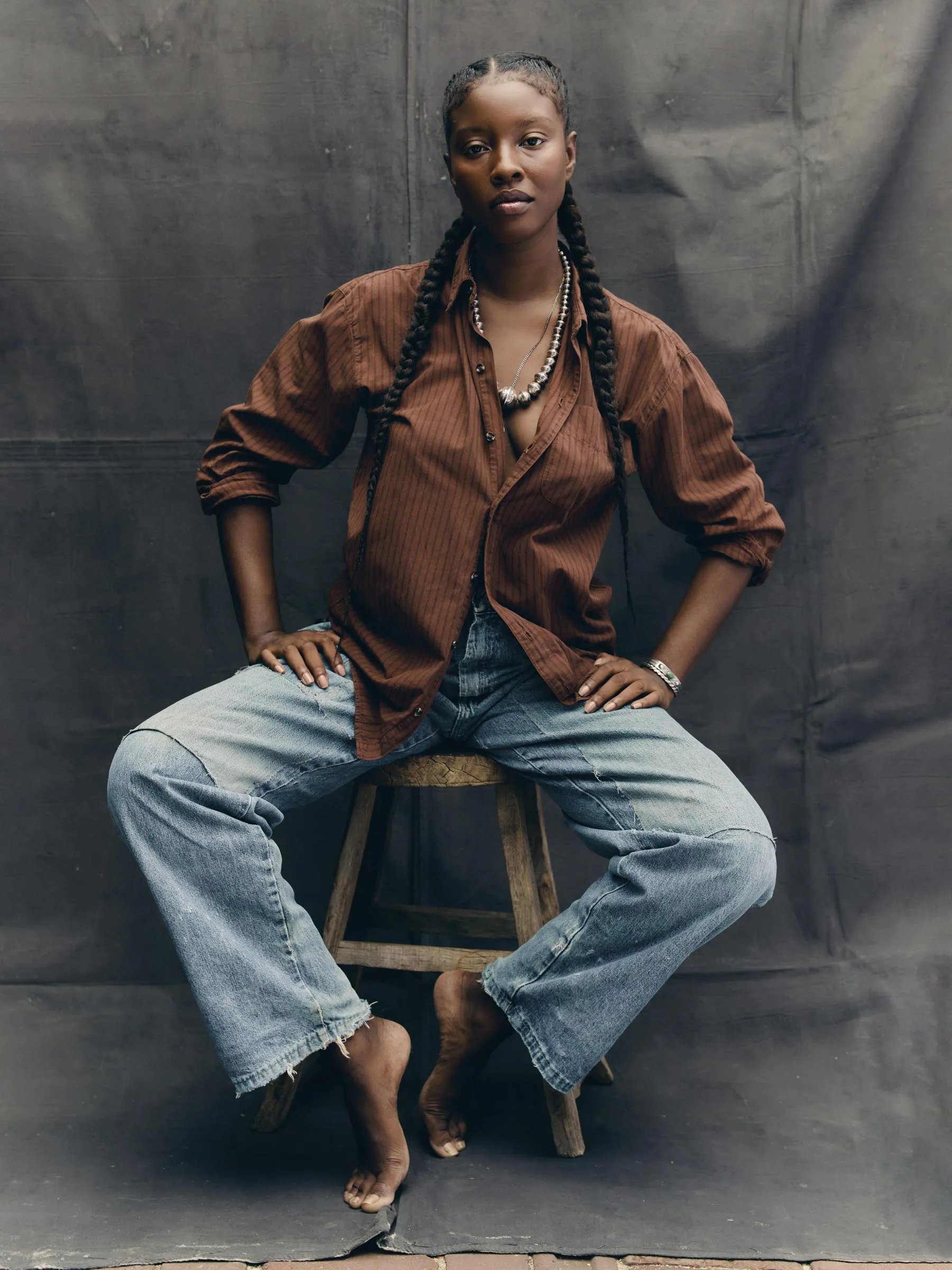 clyde brown striped cotton button up sold by Imogene + Willie product image thumbnail 2