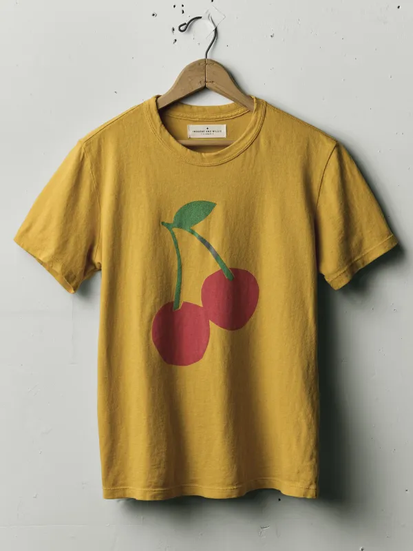 the "cherry" tee in gold made by Imogene + Willie