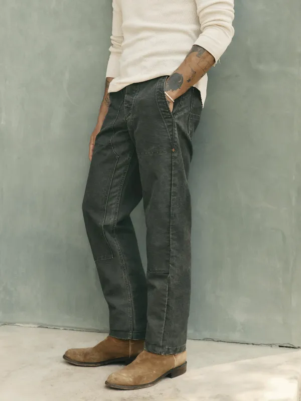 hencye canvas workpant in washed slate sold by Imogene + Willie