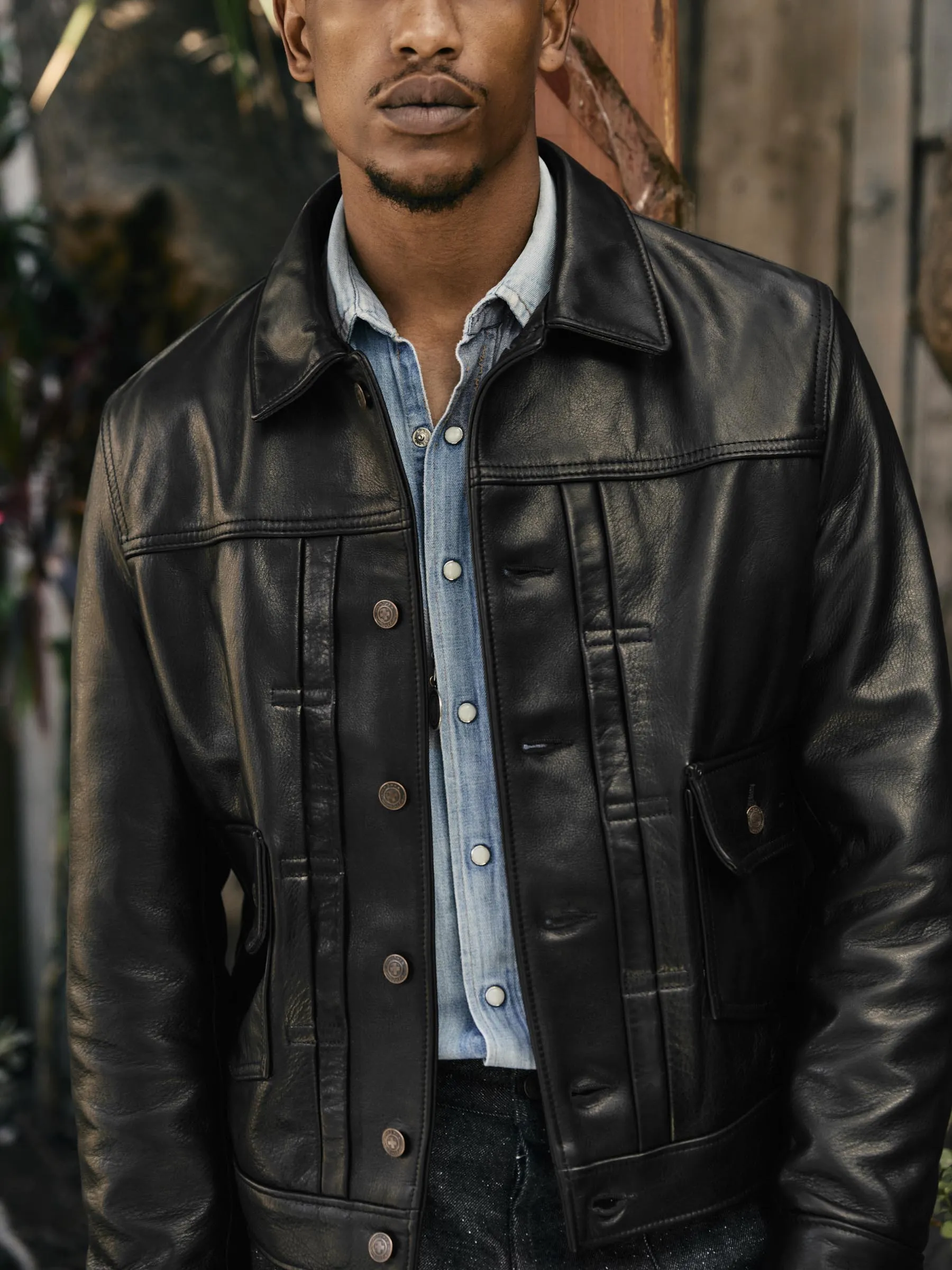 i+w x Schott NYC cowhide trucker jacket sold by Imogene + Willie product image thumbnail 4