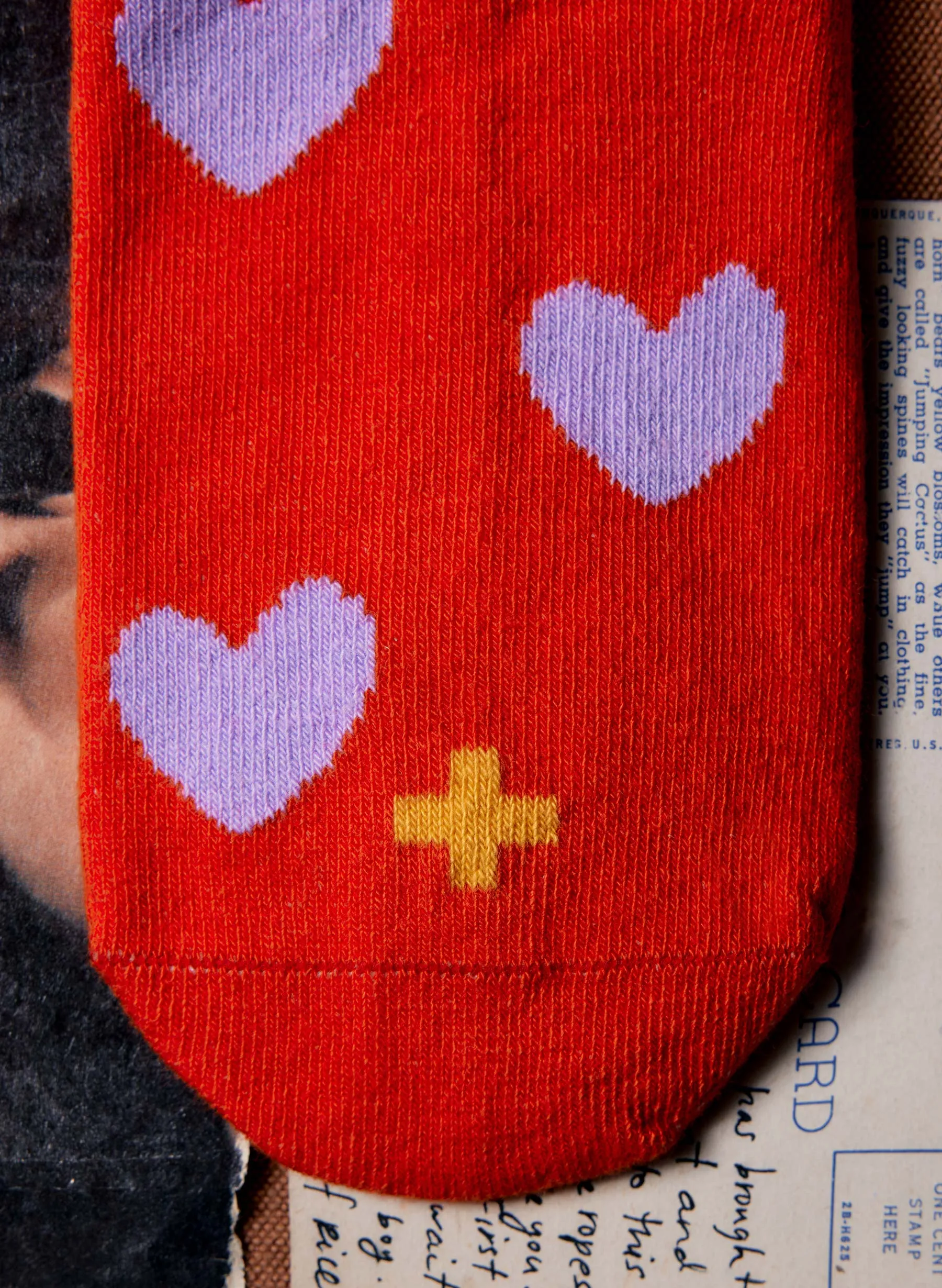 heart sock in poppy sold by Imogene + Willie product image thumbnail 4