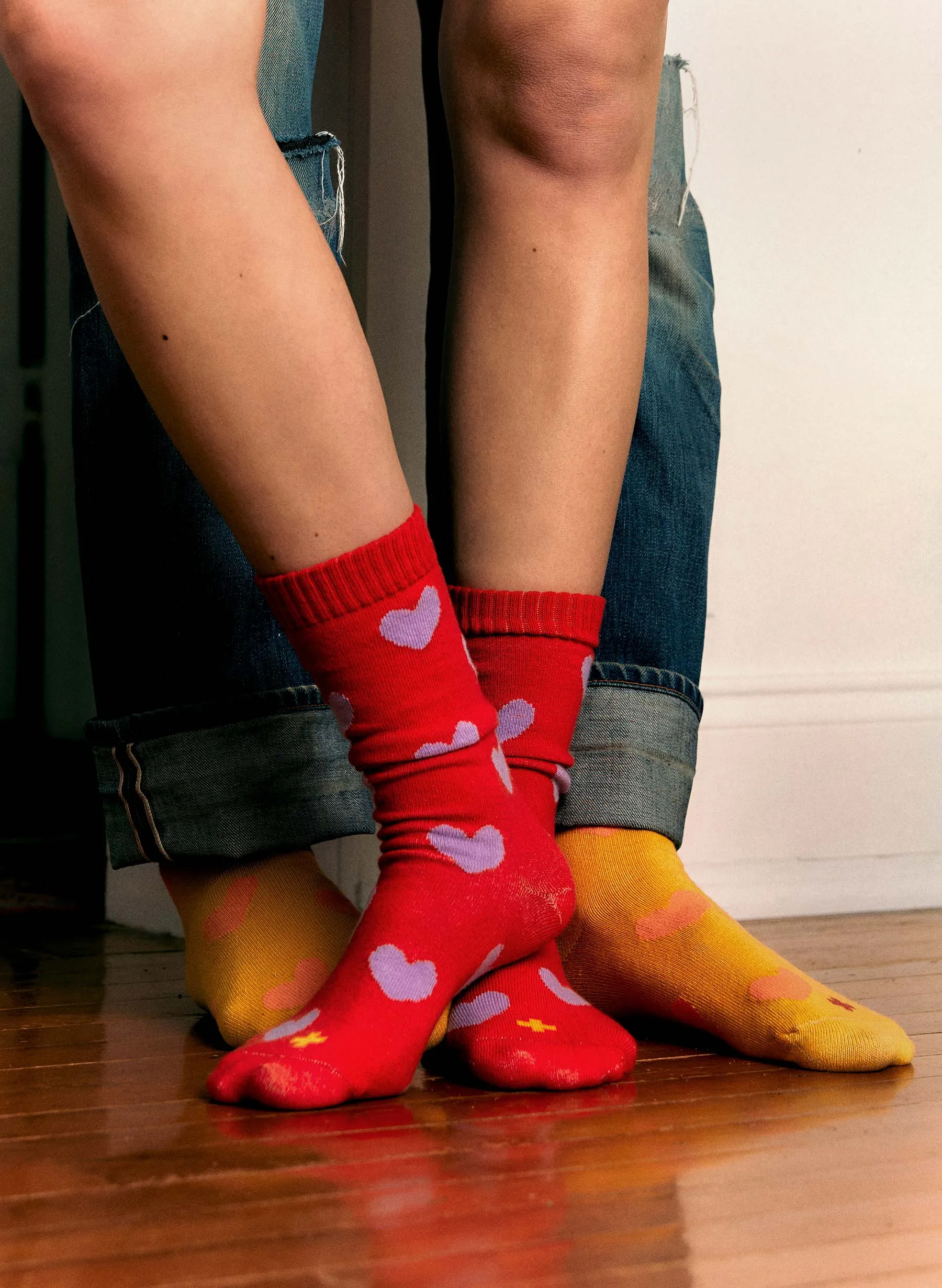 heart sock in poppy sold by Imogene + Willie product image thumbnail 5