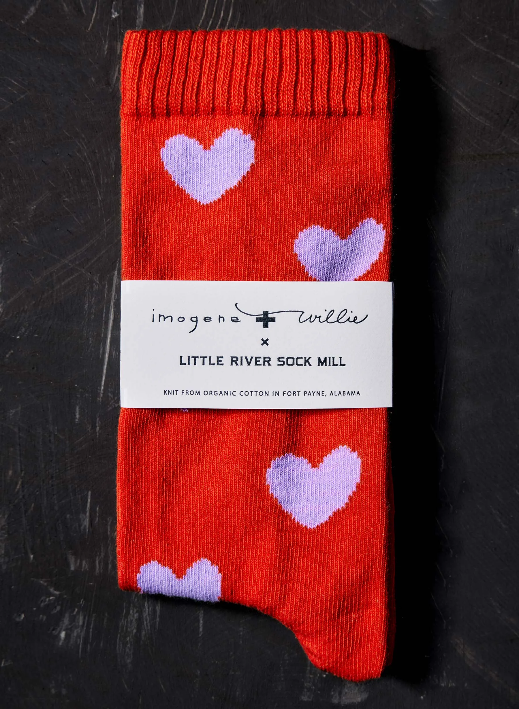 heart sock in poppy sold by Imogene + Willie product image thumbnail 2