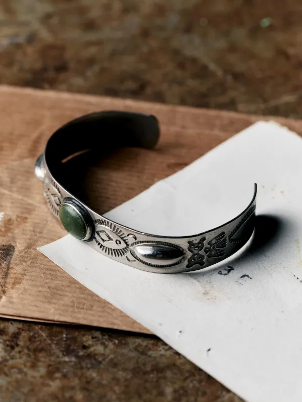 vintage harvey-era turquoise stamped cuff sold by Imogene + Willie