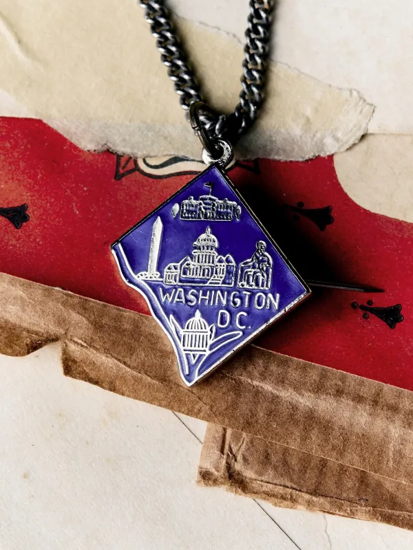vintage "washington d.c." silver and enamel pendant sold by Imogene + Willie