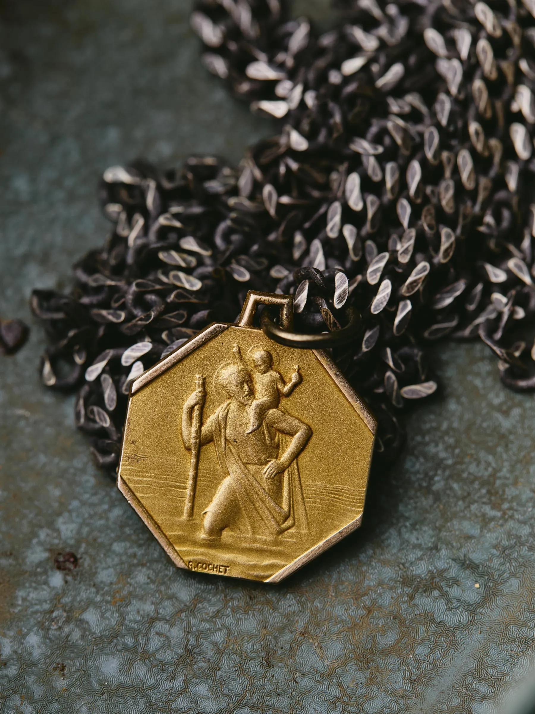 vintage "st. christopher" medal pendant sold by Imogene + Willie product image thumbnail 3