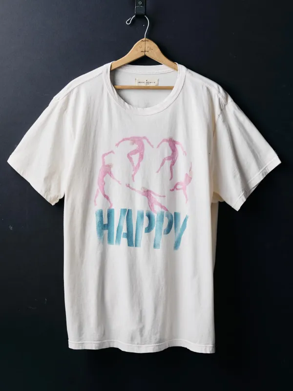 handpainted "happy" tee made by Imogene + Willie