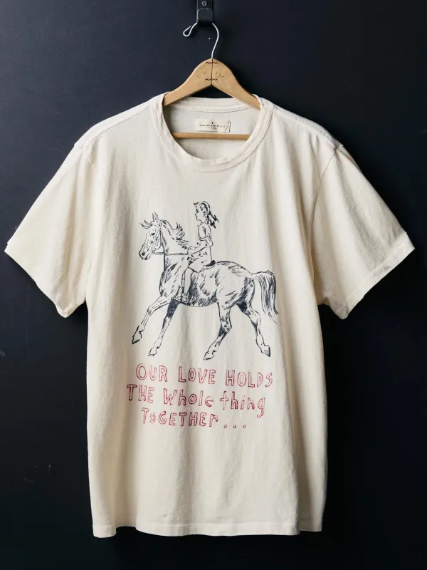 handpainted "our love" tee made by Imogene + Willie