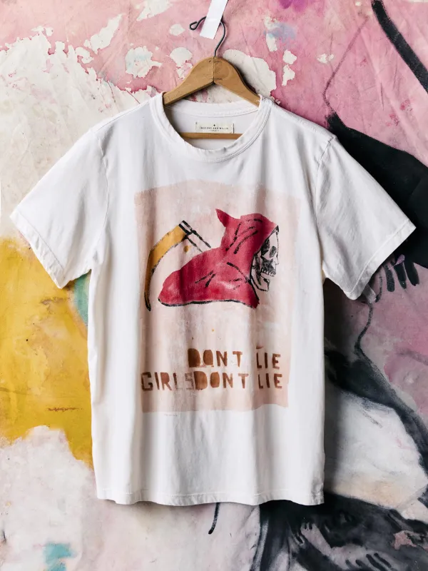 handpainted "don't lie" tee made by Imogene + Willie