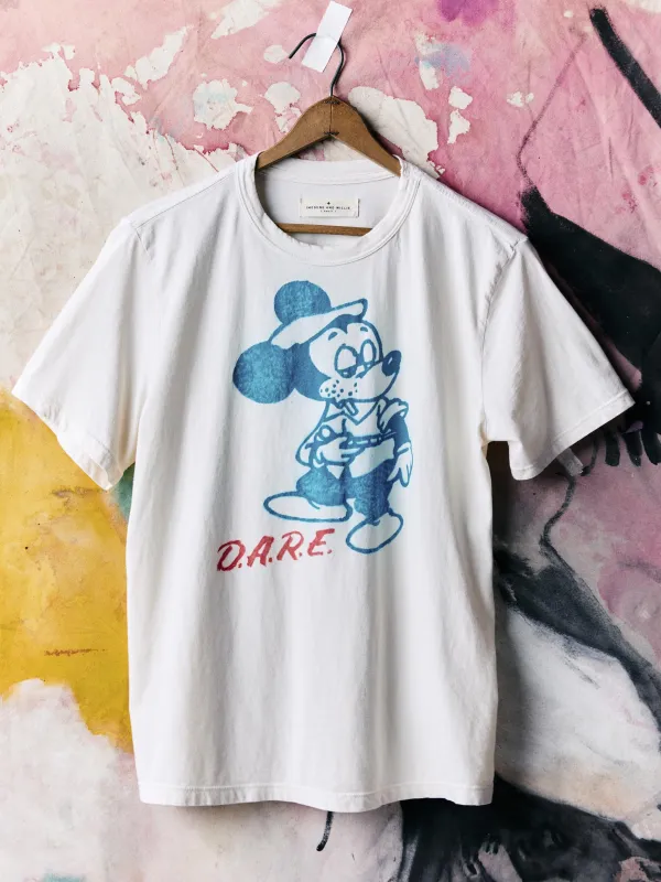 handpainted "dare" tee sold by Imogene + Willie