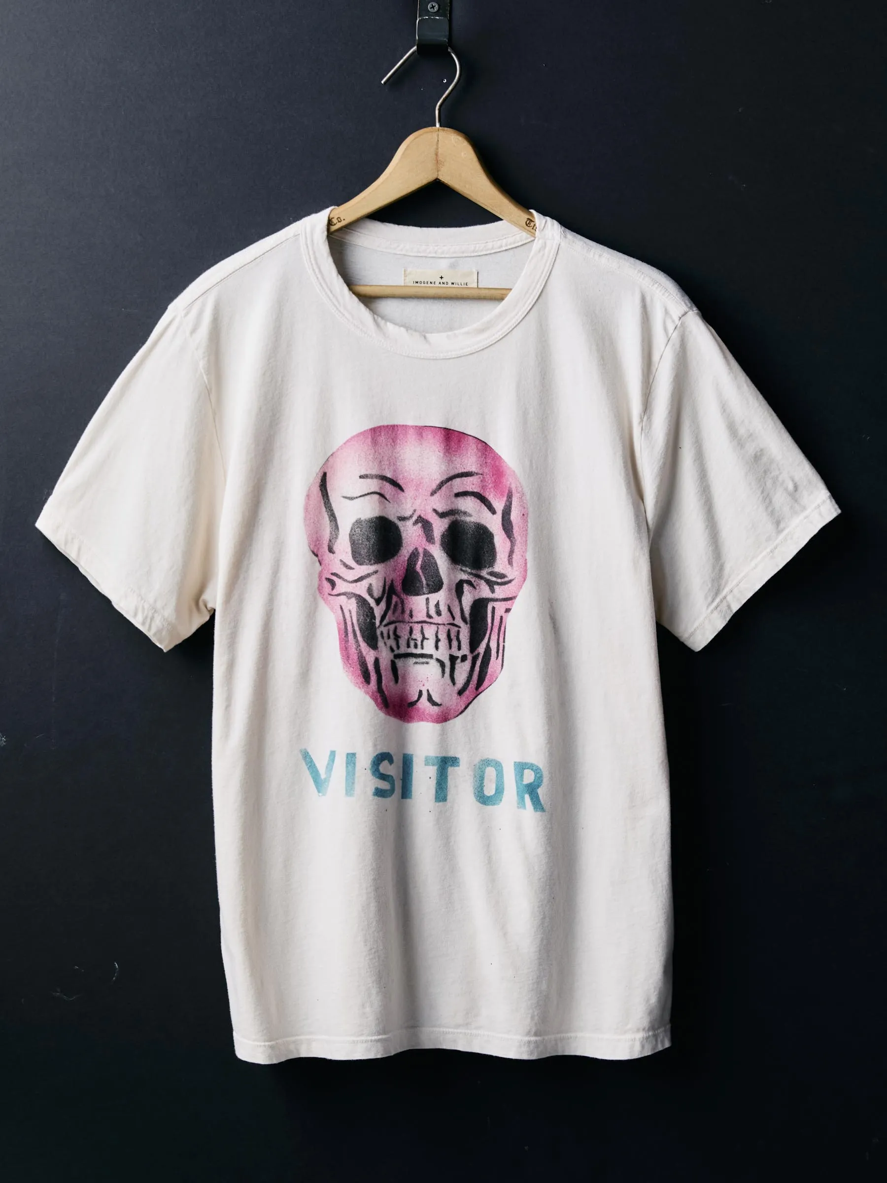 handpainted "visitor" tee sold by Imogene + Willie