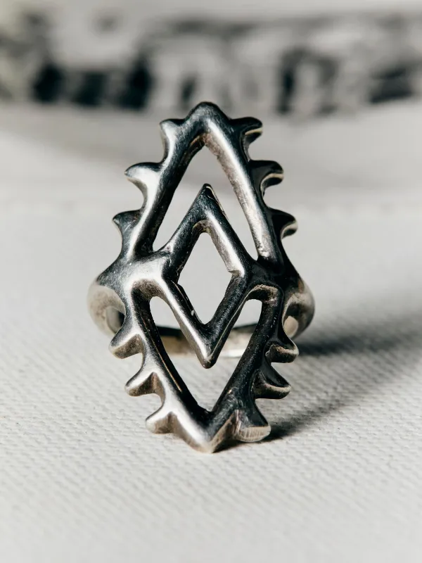 vintage navajo silver cast silver ring sold by Imogene + Willie