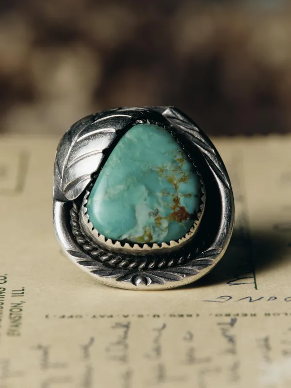 vintage navajo cocktail turquoise ring sold by Imogene + Willie