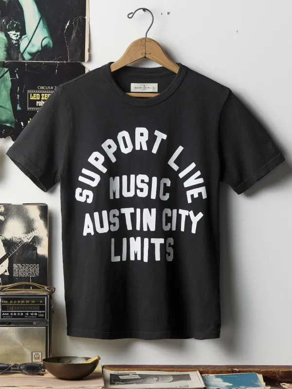 the "support live music" acl tee made by Imogene + Willie
