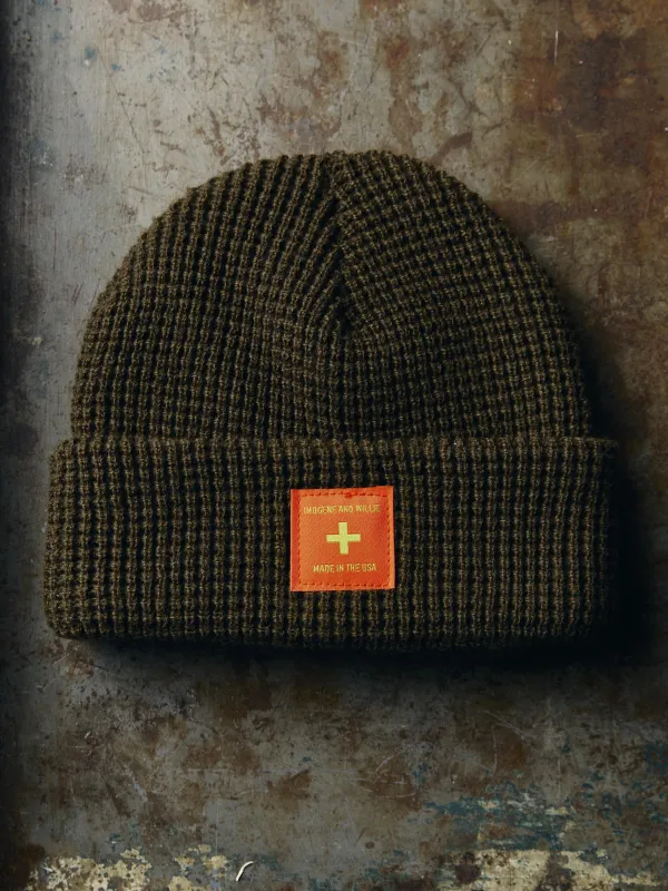 the i+w olive military cap sold by Imogene + Willie