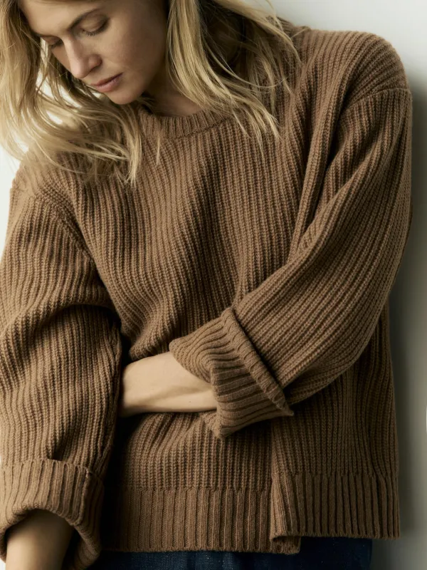 varese wool sweater in brown sold by Imogene + Willie