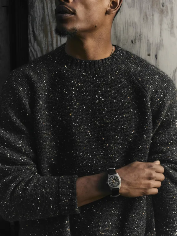 galway wool sweater in black nep sold by Imogene + Willie