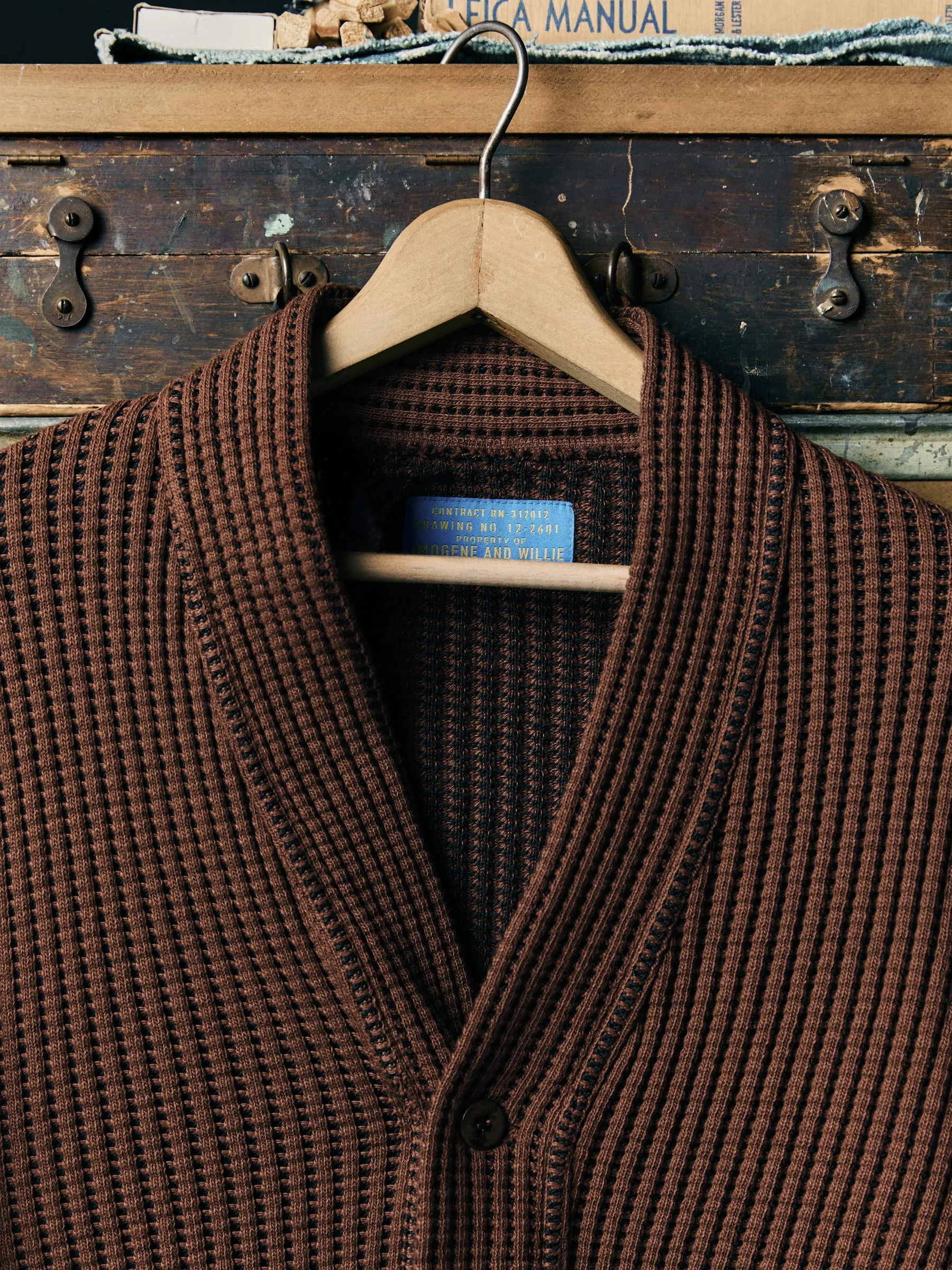 knit waffle cardigan in brown sold by Imogene + Willie product image thumbnail 2