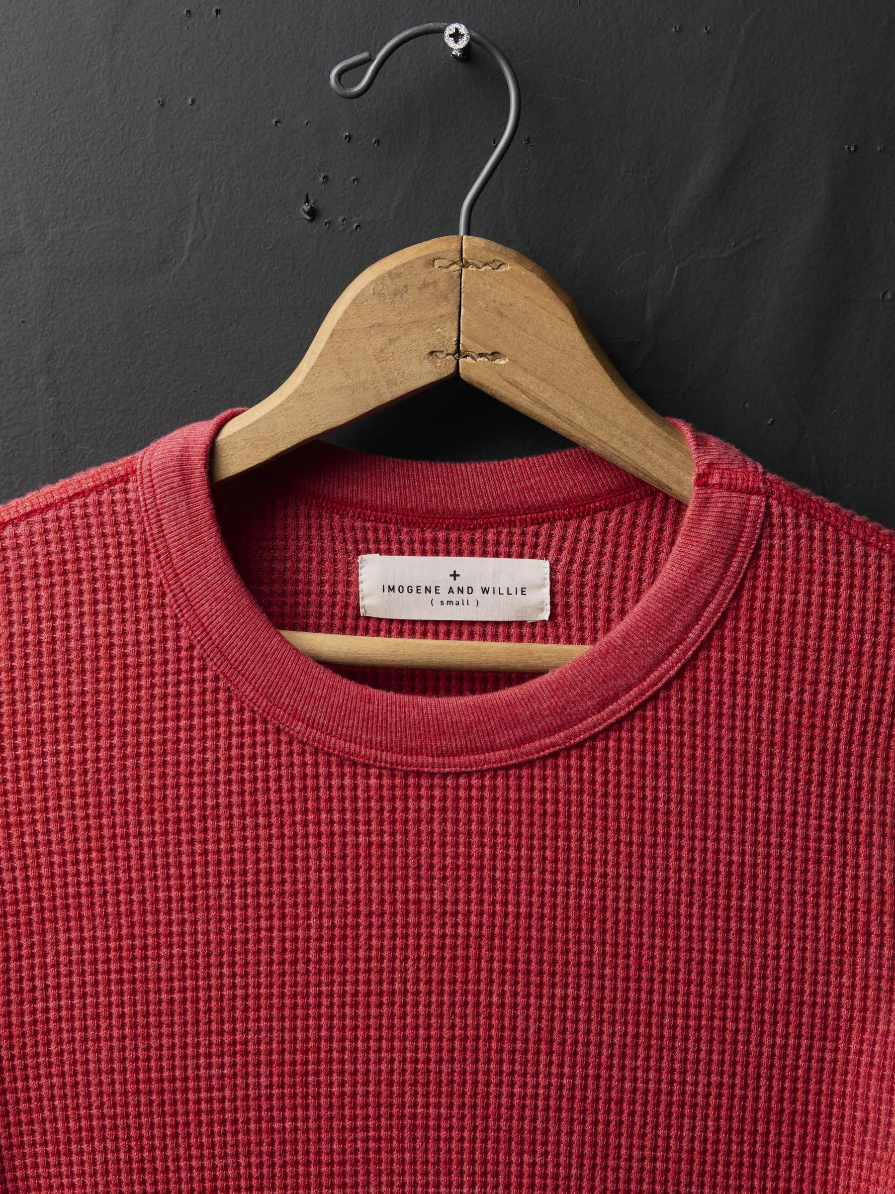 long sleeve waffle thermal in faded red sold by Imogene + Willie product image thumbnail 2
