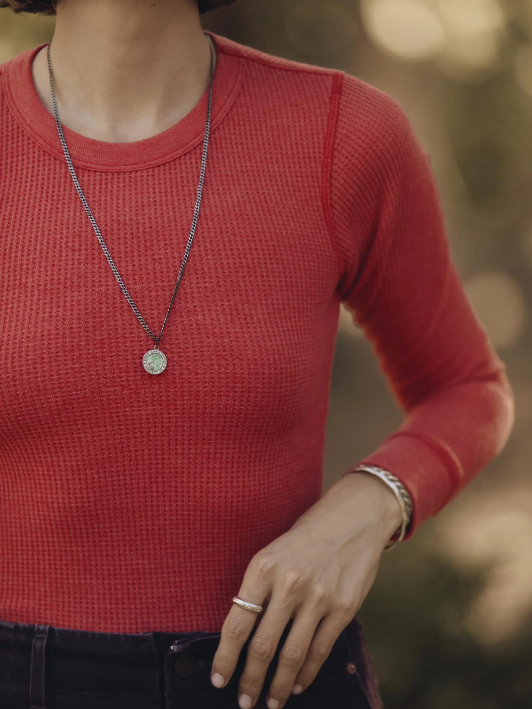 long sleeve waffle thermal in faded red sold by Imogene + Willie product image thumbnail 4