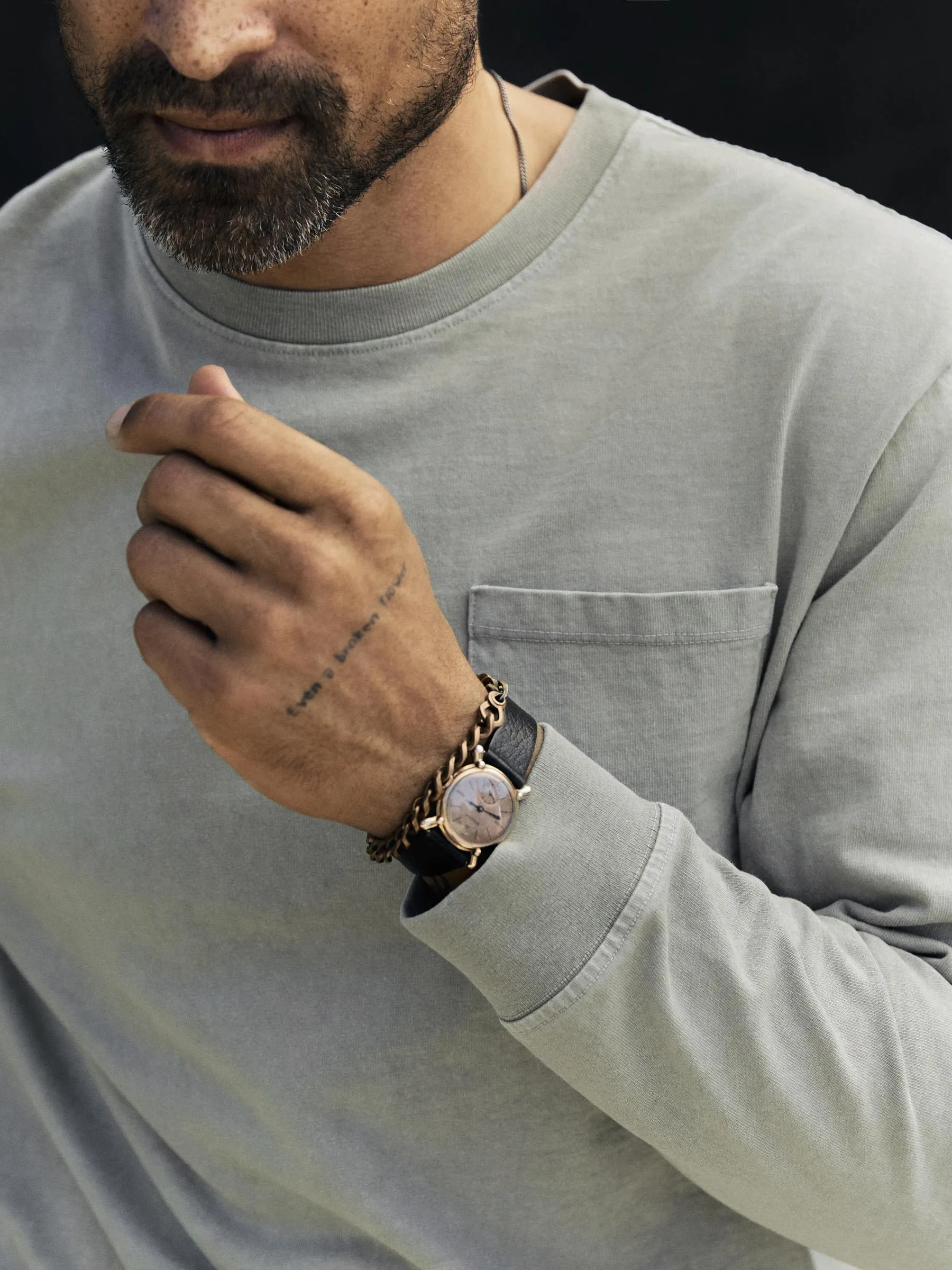 long sleeve pocket tee in stone sold by Imogene + Willie product image thumbnail 4