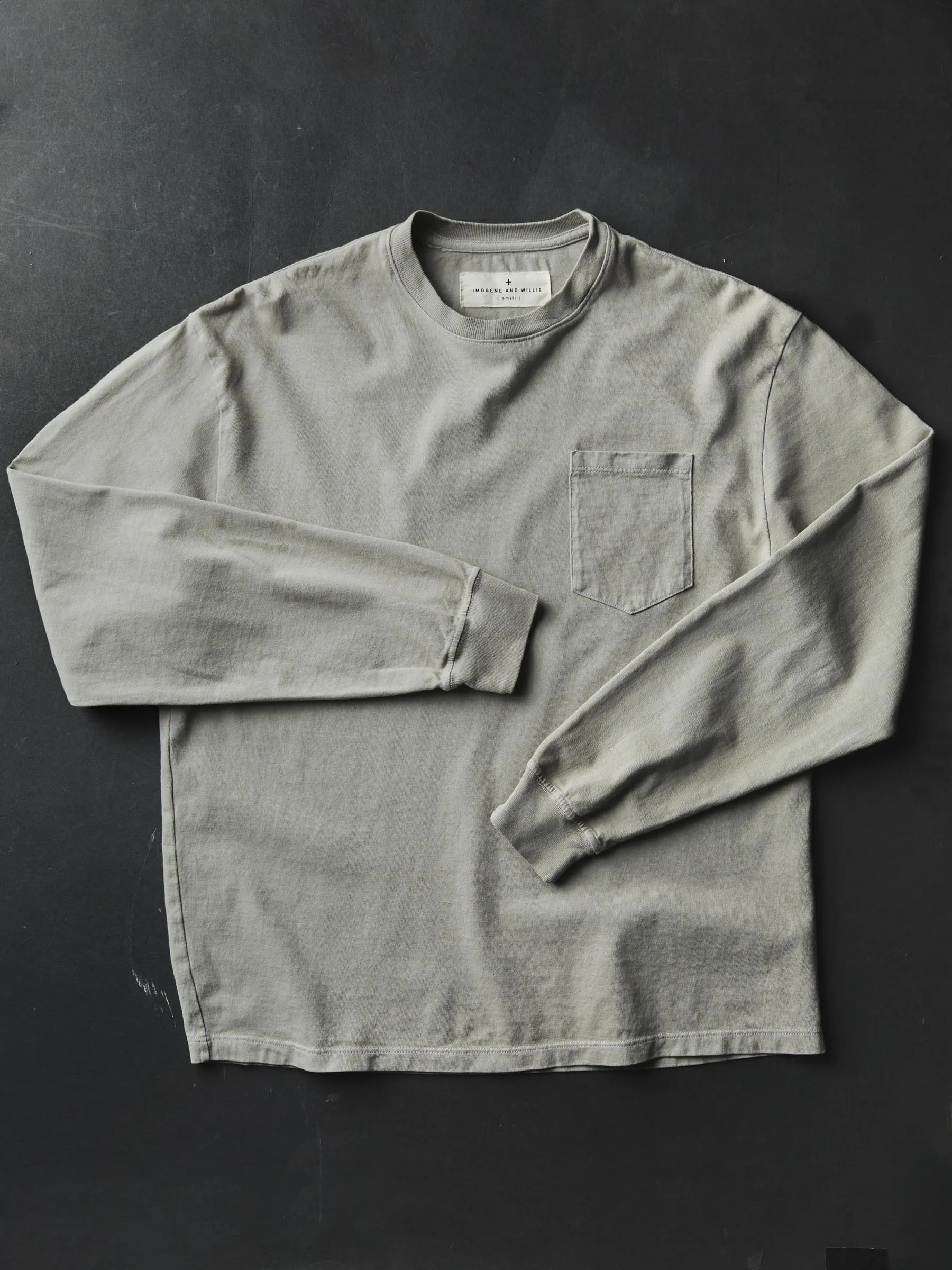long sleeve pocket tee in stone sold by Imogene + Willie product image thumbnail 3