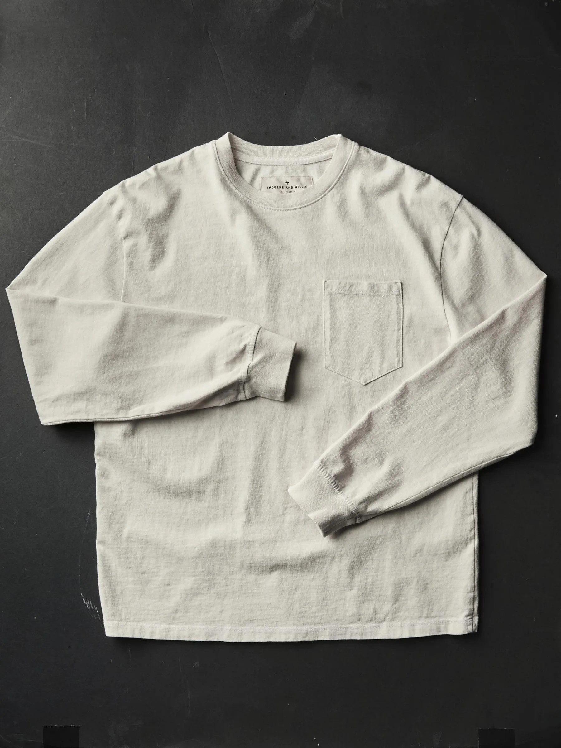 long sleeve pocket tee in vintage white sold by Imogene + Willie product image thumbnail 3