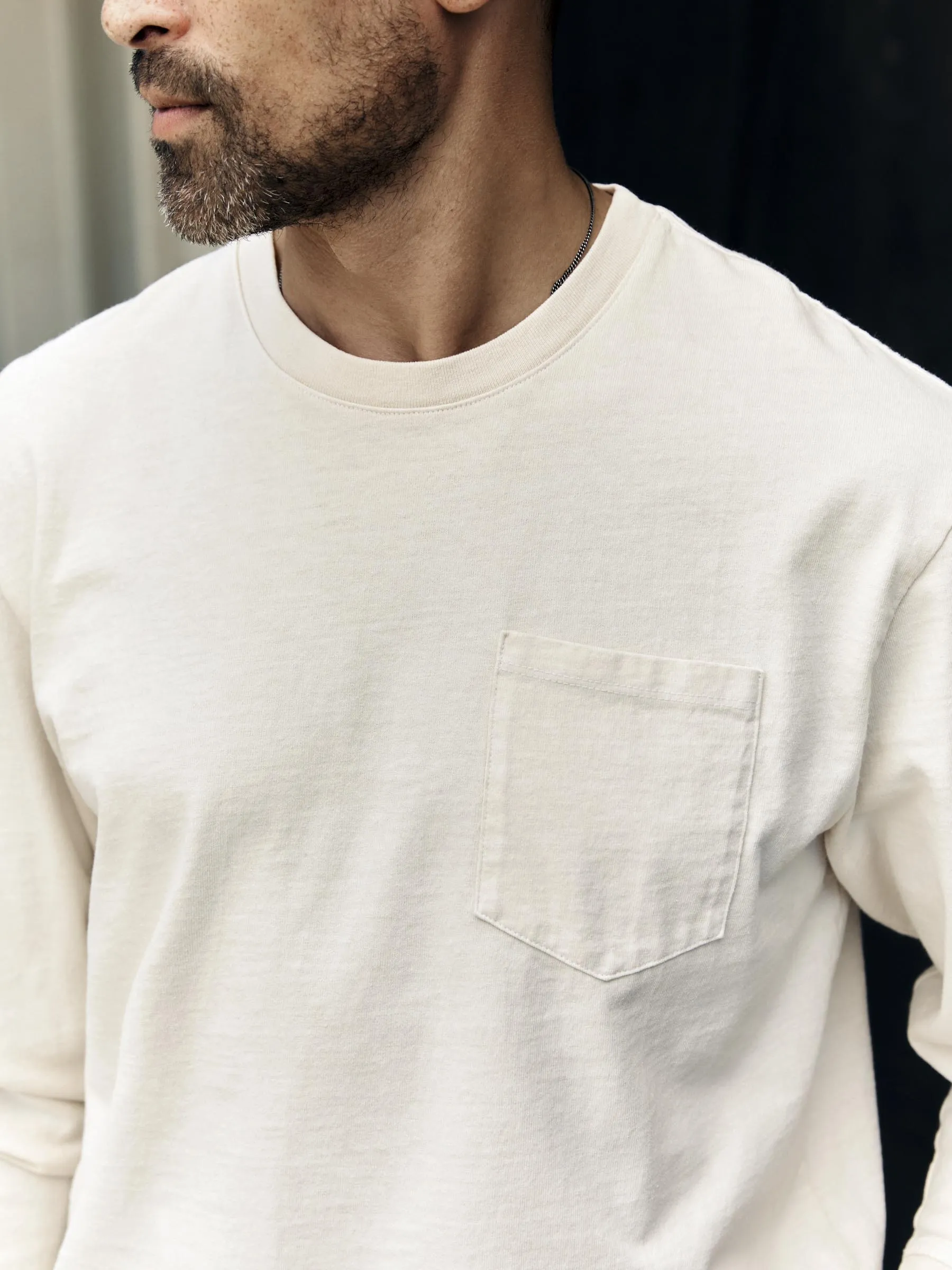 long sleeve pocket tee in vintage white sold by Imogene + Willie product image thumbnail 4