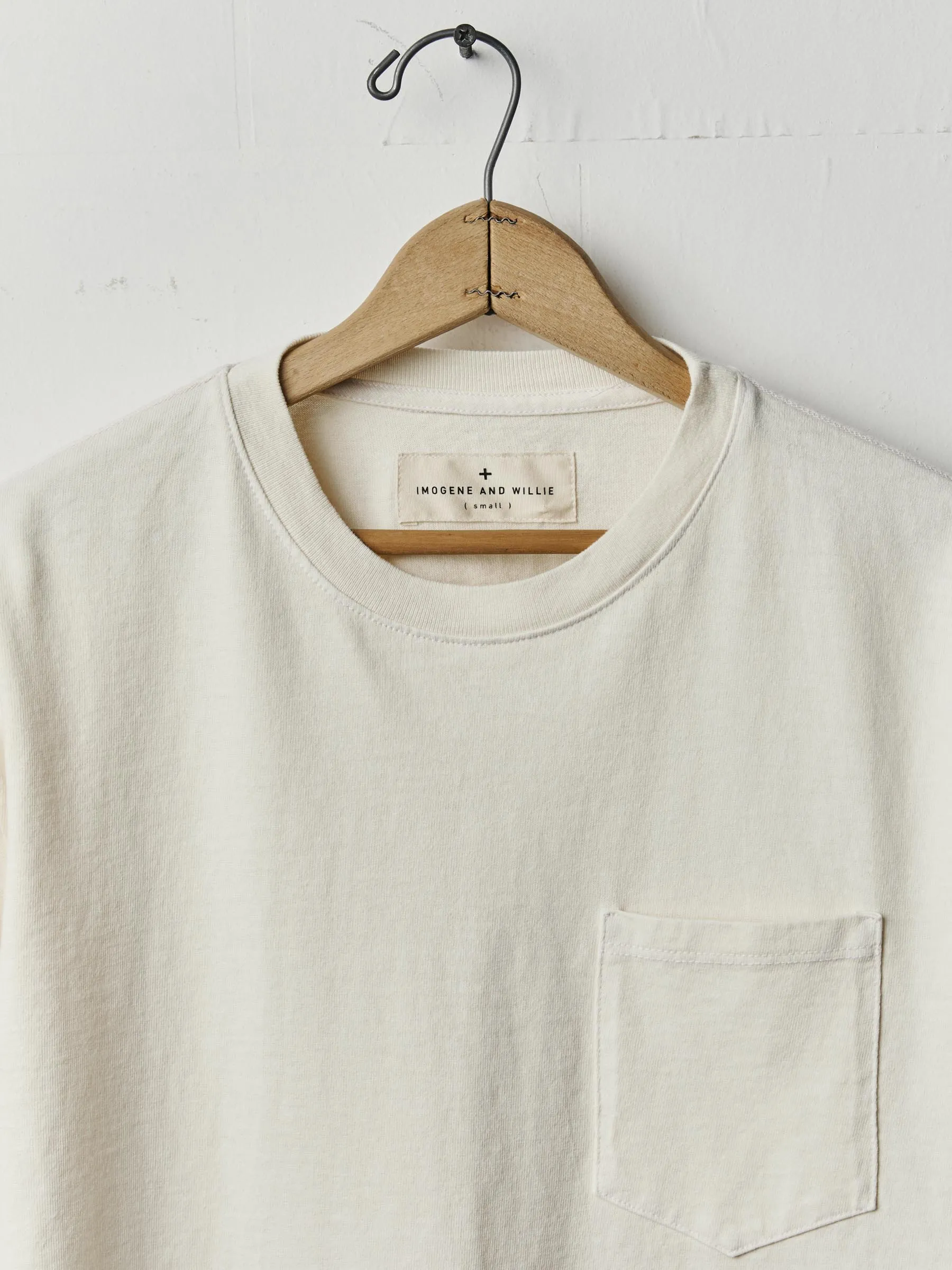 long sleeve pocket tee in vintage white sold by Imogene + Willie product image thumbnail 2