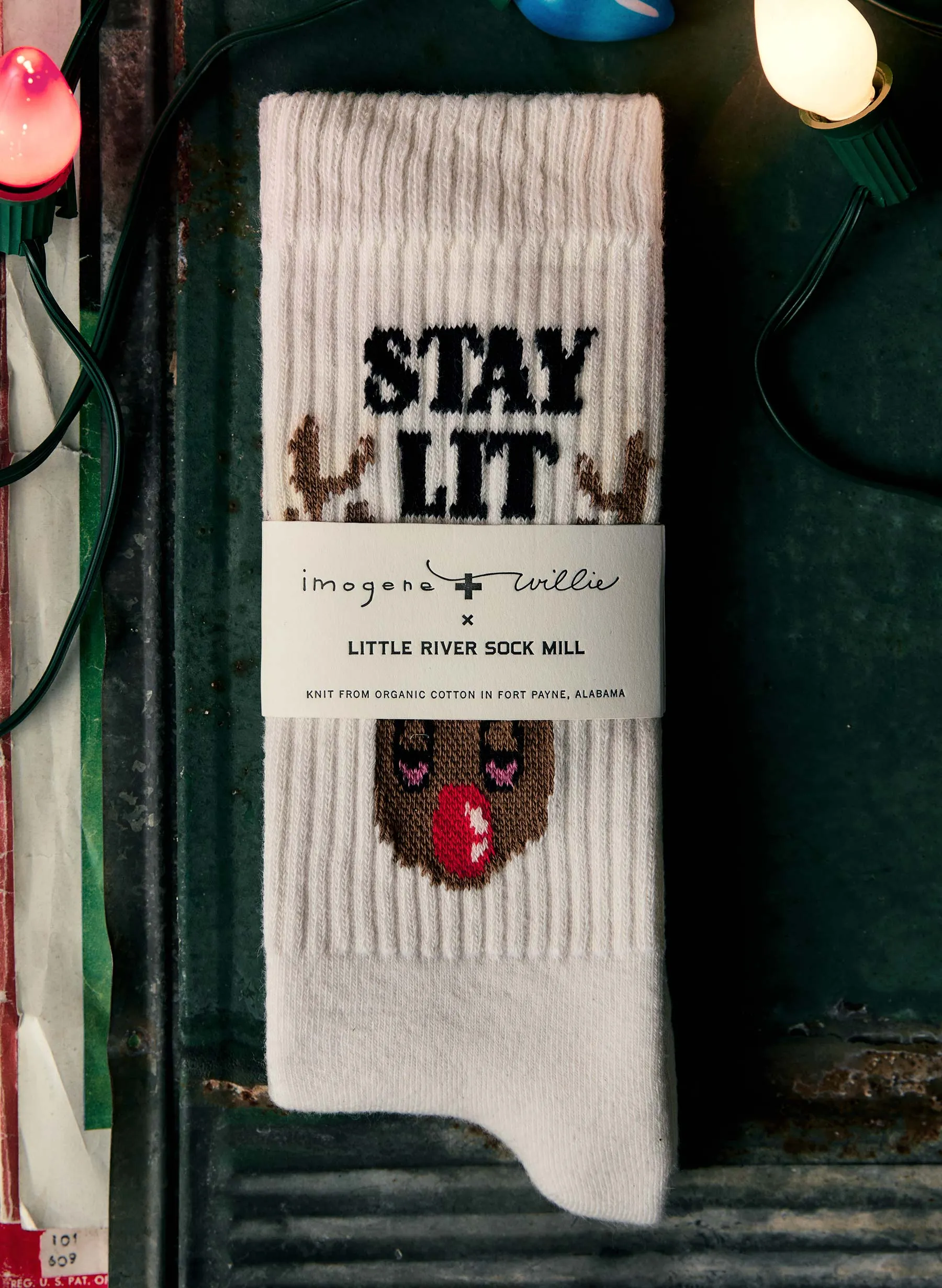 the "stay lit" sock sold by Imogene + Willie product image thumbnail 4