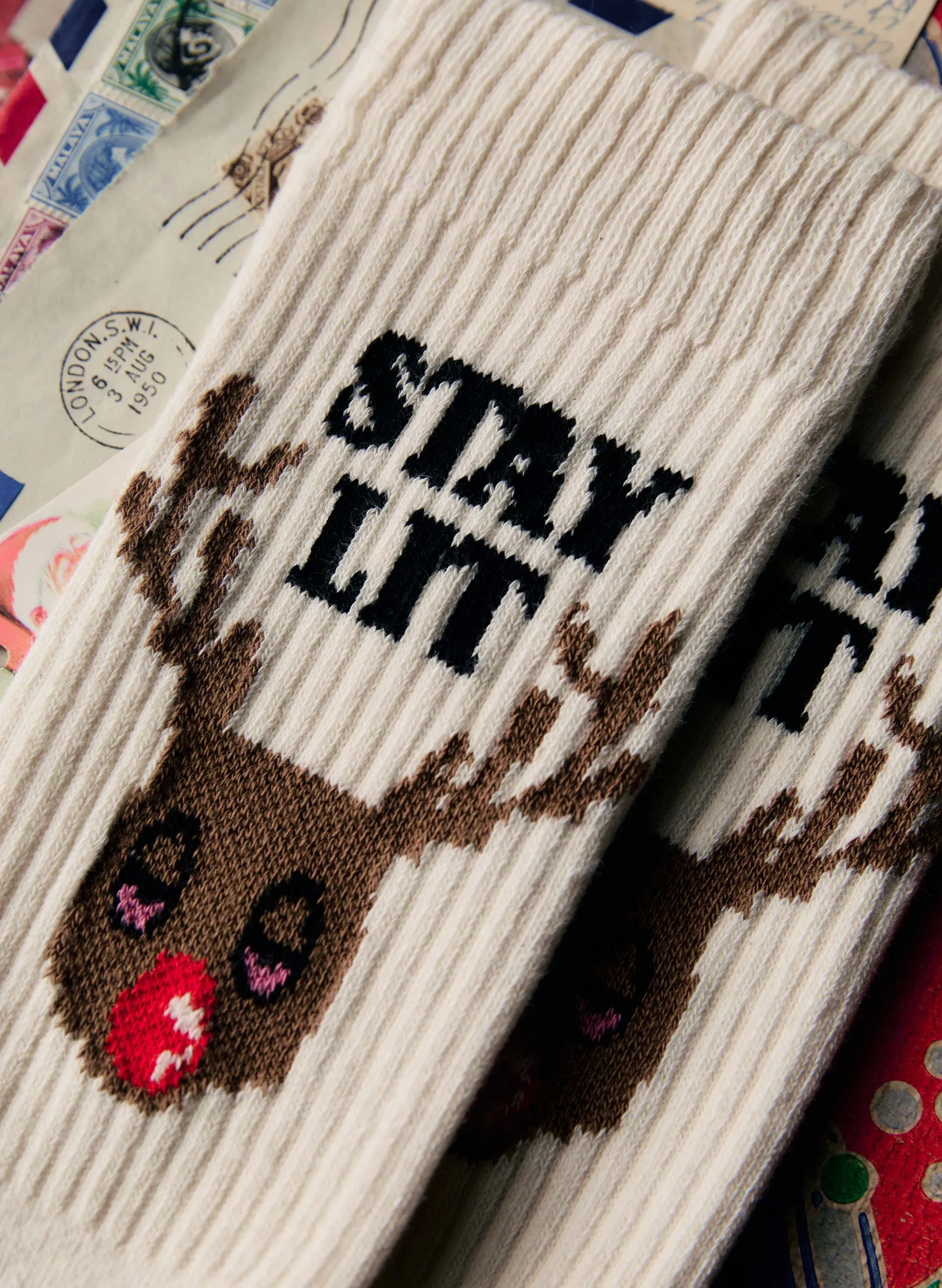 the "stay lit" sock sold by Imogene + Willie product image thumbnail 2
