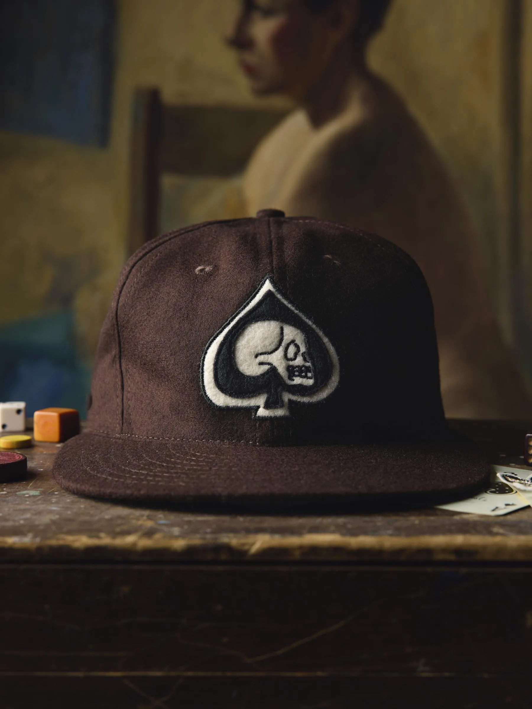 the "ace of spades" cap in wool sold by Imogene + Willie