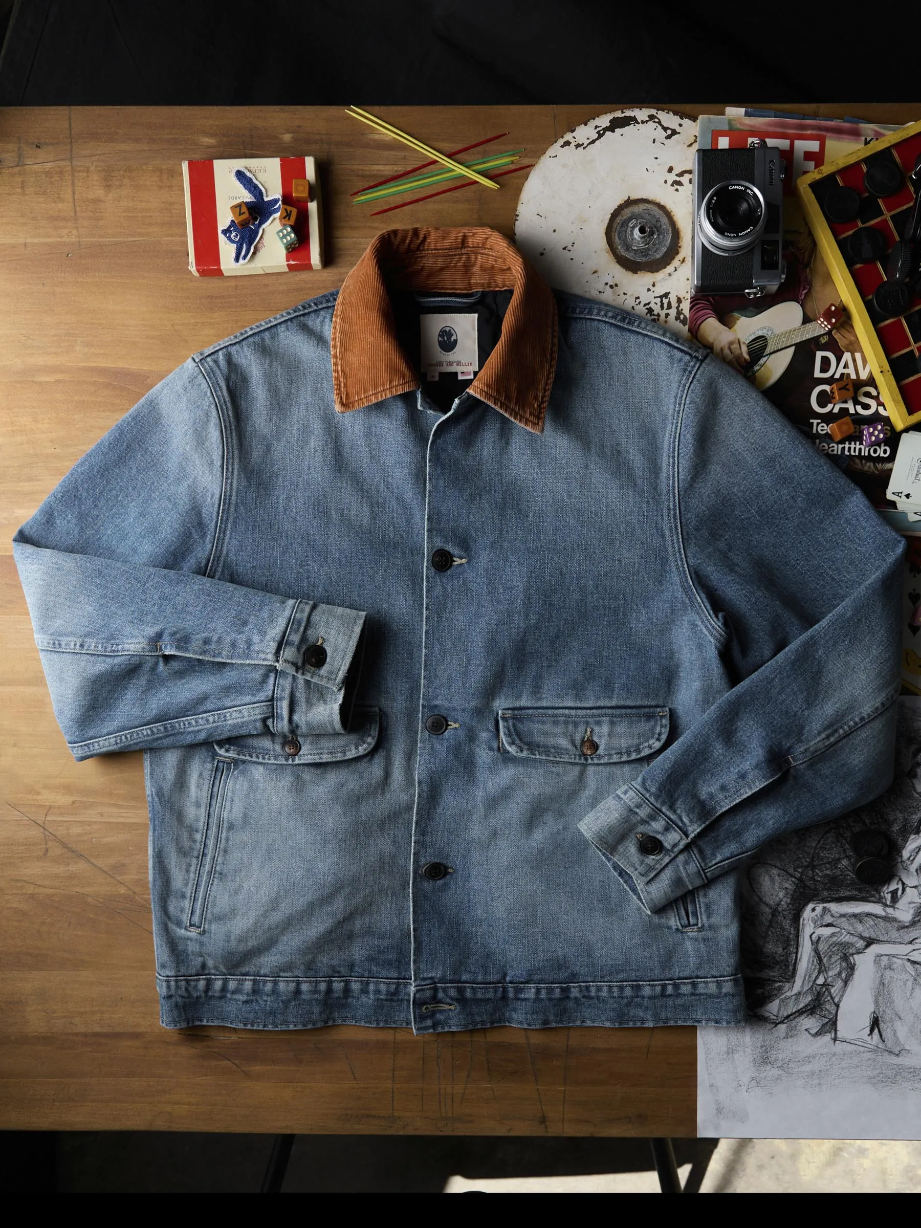 quilt lined washed denim chore coat sold by Imogene + Willie product image thumbnail 3