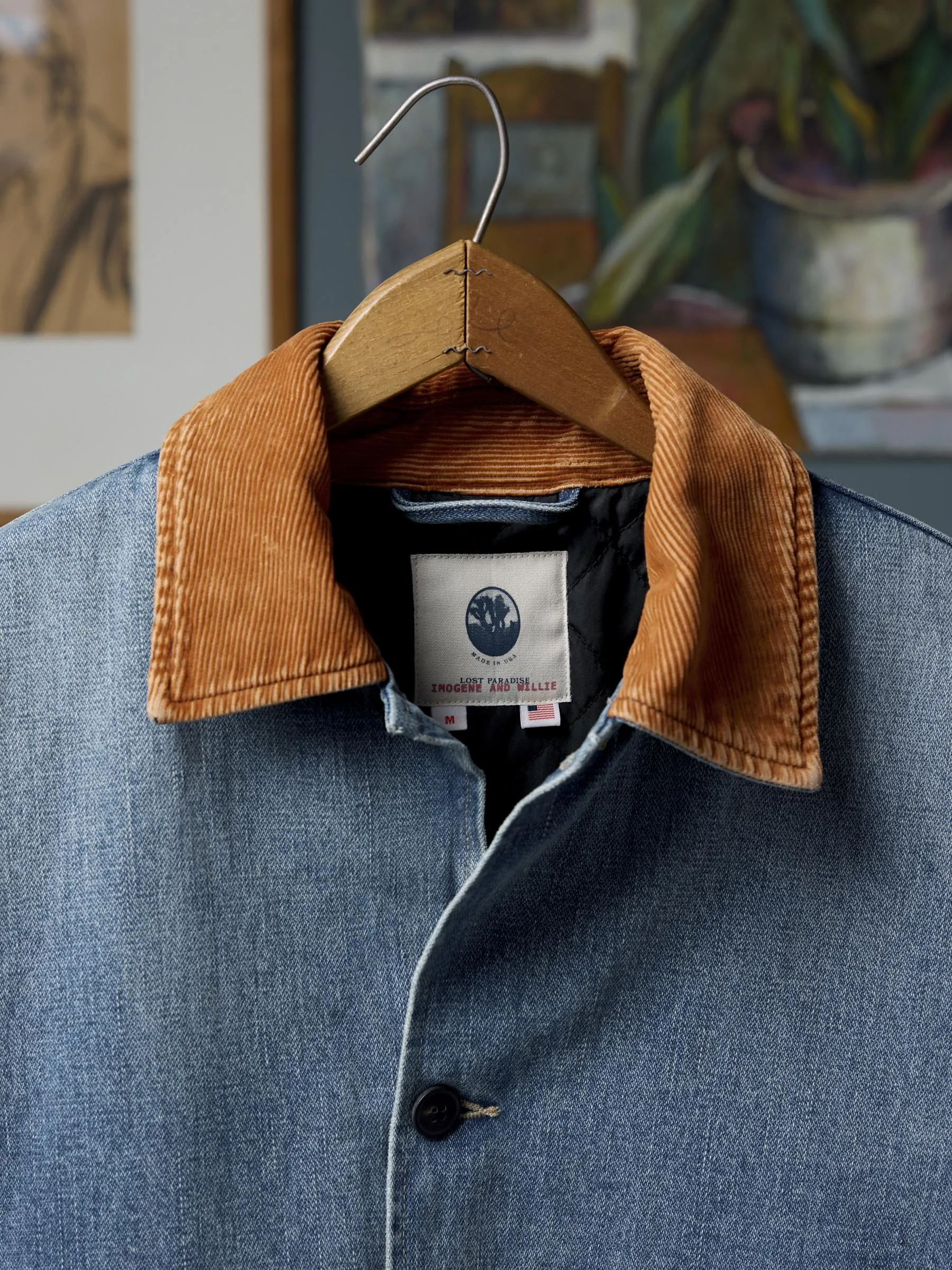 quilt lined washed denim chore coat sold by Imogene + Willie product image thumbnail 2