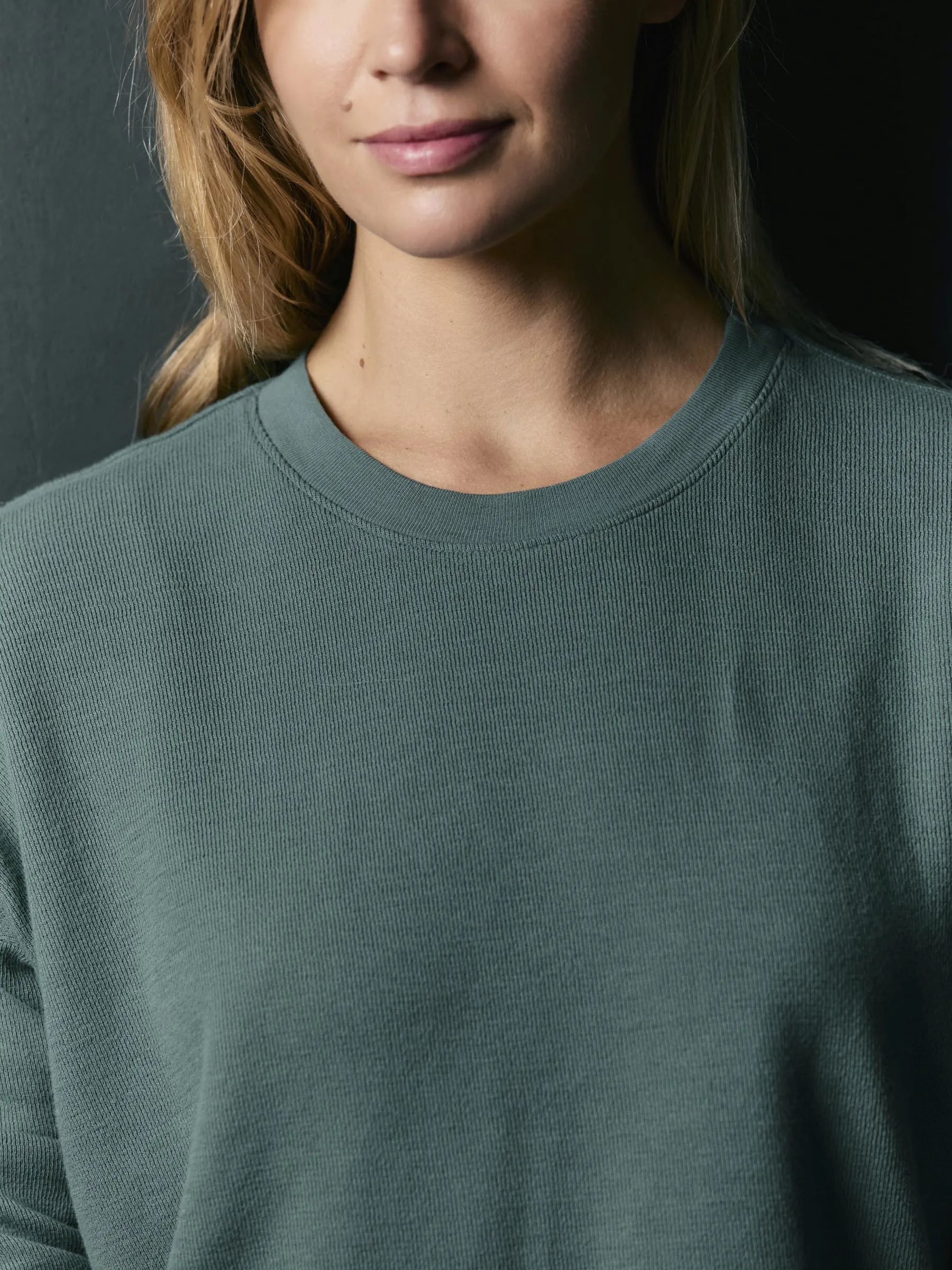 long sleeve midweight crew in spruce sold by Imogene + Willie product image thumbnail 3