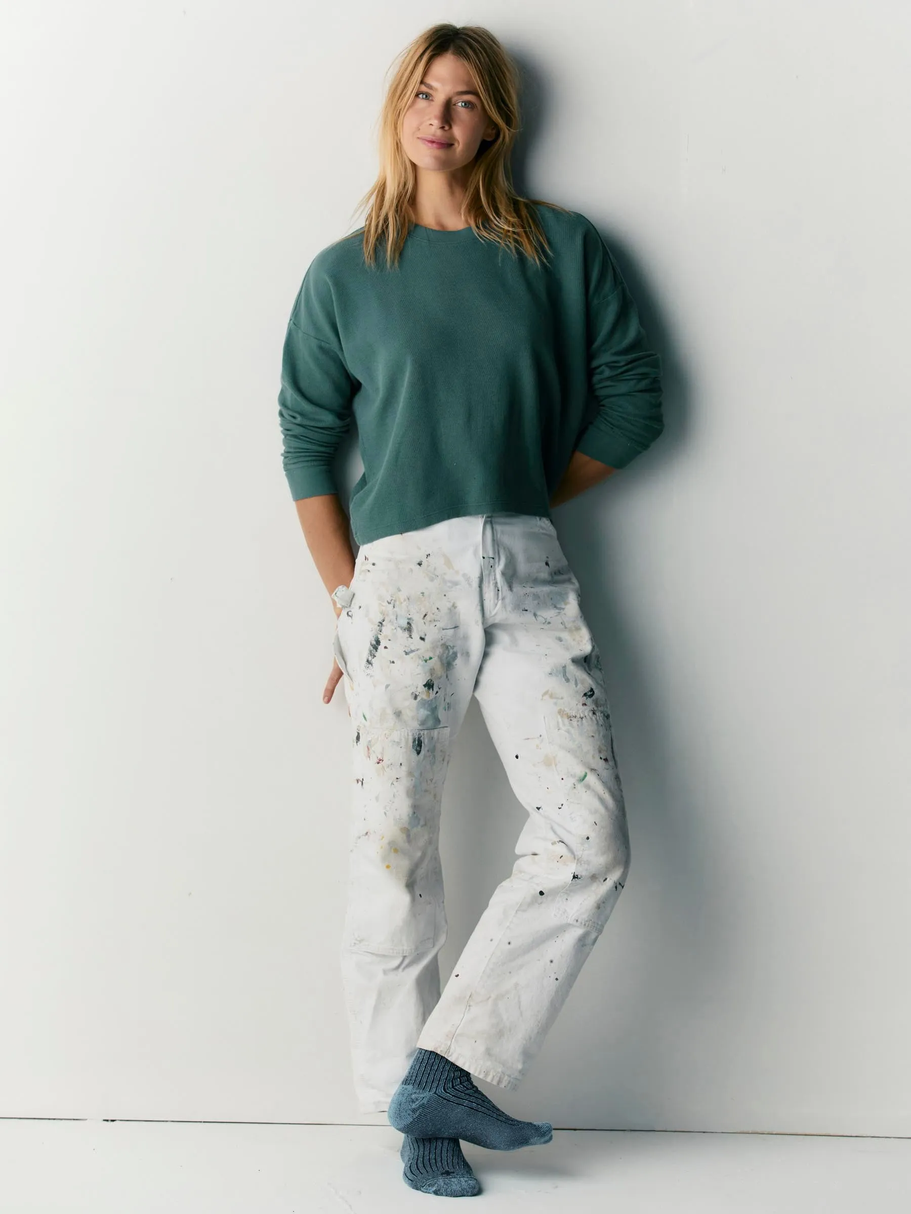 long sleeve midweight crew in spruce sold by Imogene + Willie product image thumbnail 4