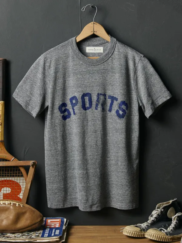 the "sports" tee in heather grey sold by Imogene + Willie