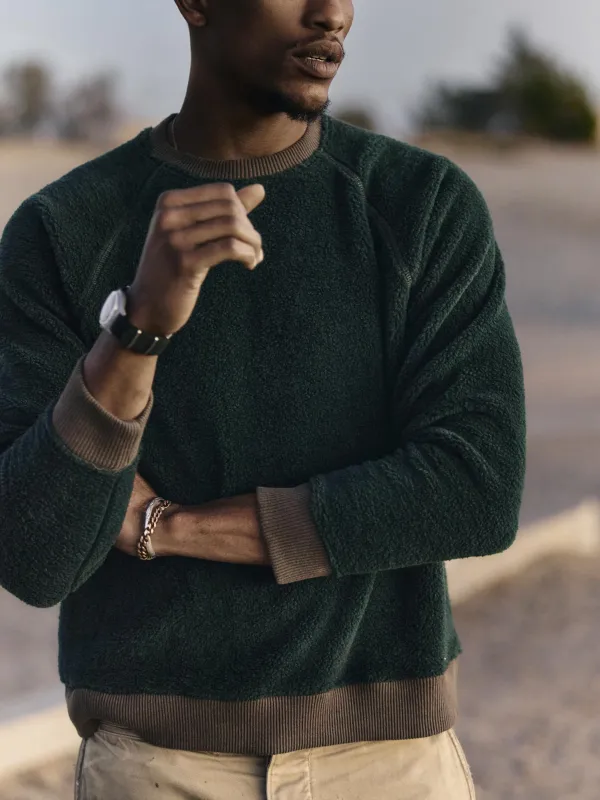 ribbed sherpa crew in fern sold by Imogene + Willie